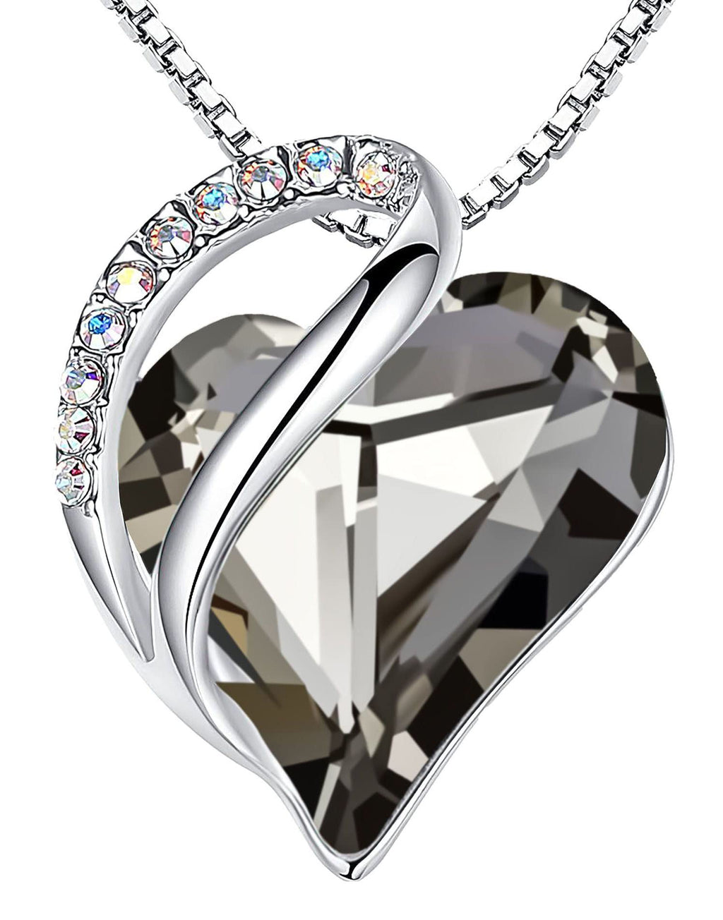 Leafael Gift Necklaces for Women, Infinity Love Birthstone Heart Crystal Pendant, Birthday Anniversary Jewelry for Wife, Mom, and Her, Silver Plated, 18" + 2" Adjustable Chain