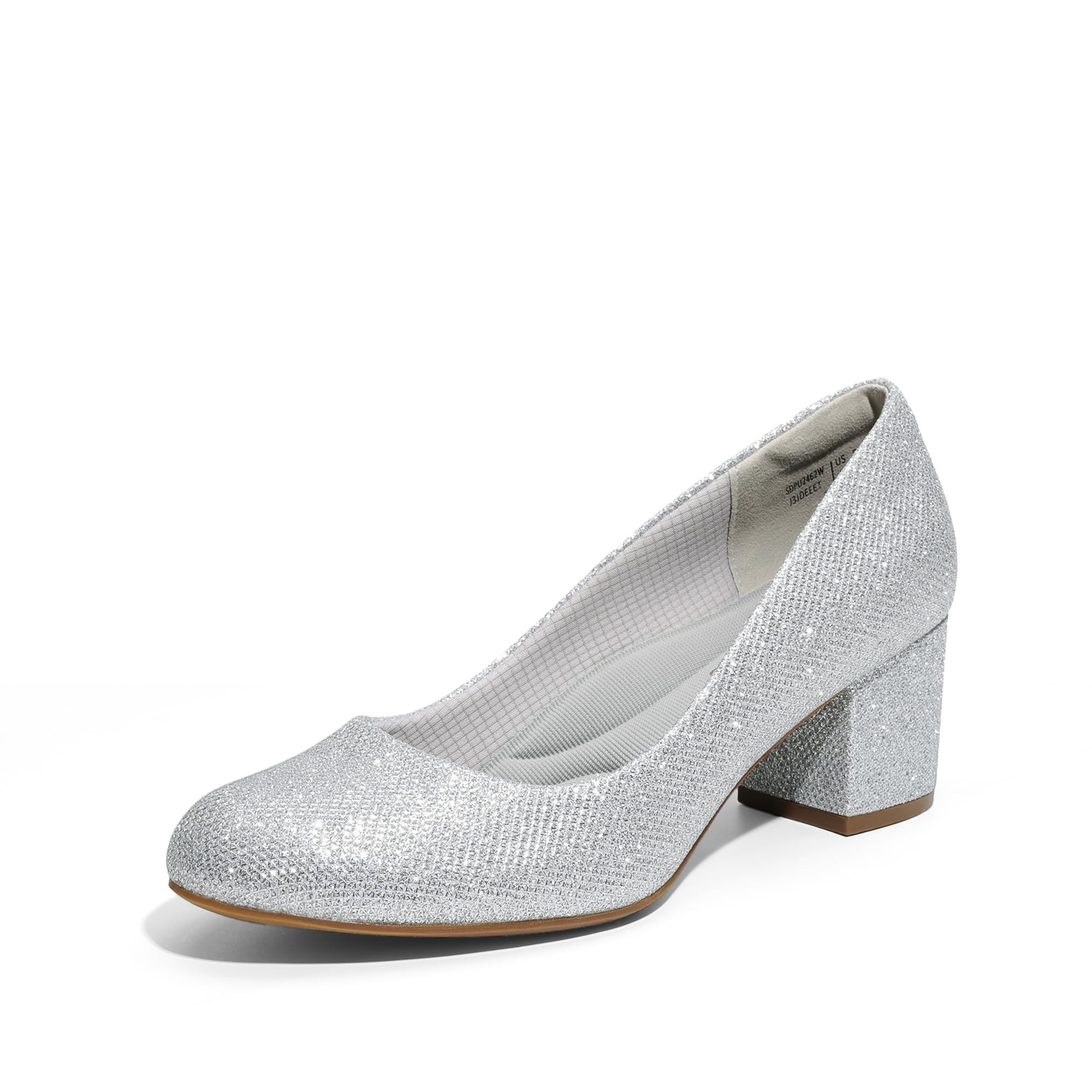 DREAM PAIRS Women's Block Heel Pumps Round Toe Dress Shoes