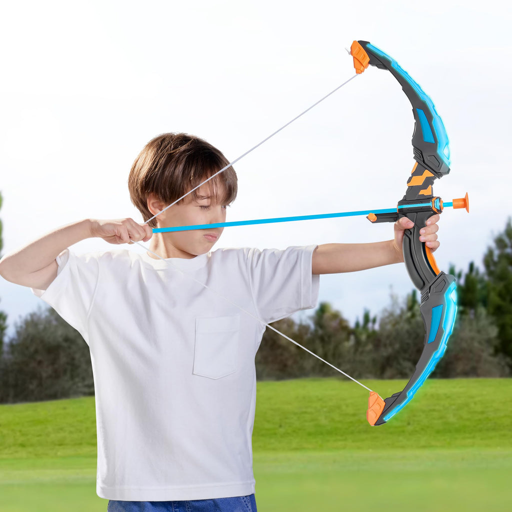 JOYIN Kids Bow and Arrow Set, LED Light Up Archery Toy Set with 9 Suction Cup Arrows, Target & Arrow Case, Indoor and Outdoor Hunting Play Gift Toys for Kids, Boys & Girls Ages 6-12