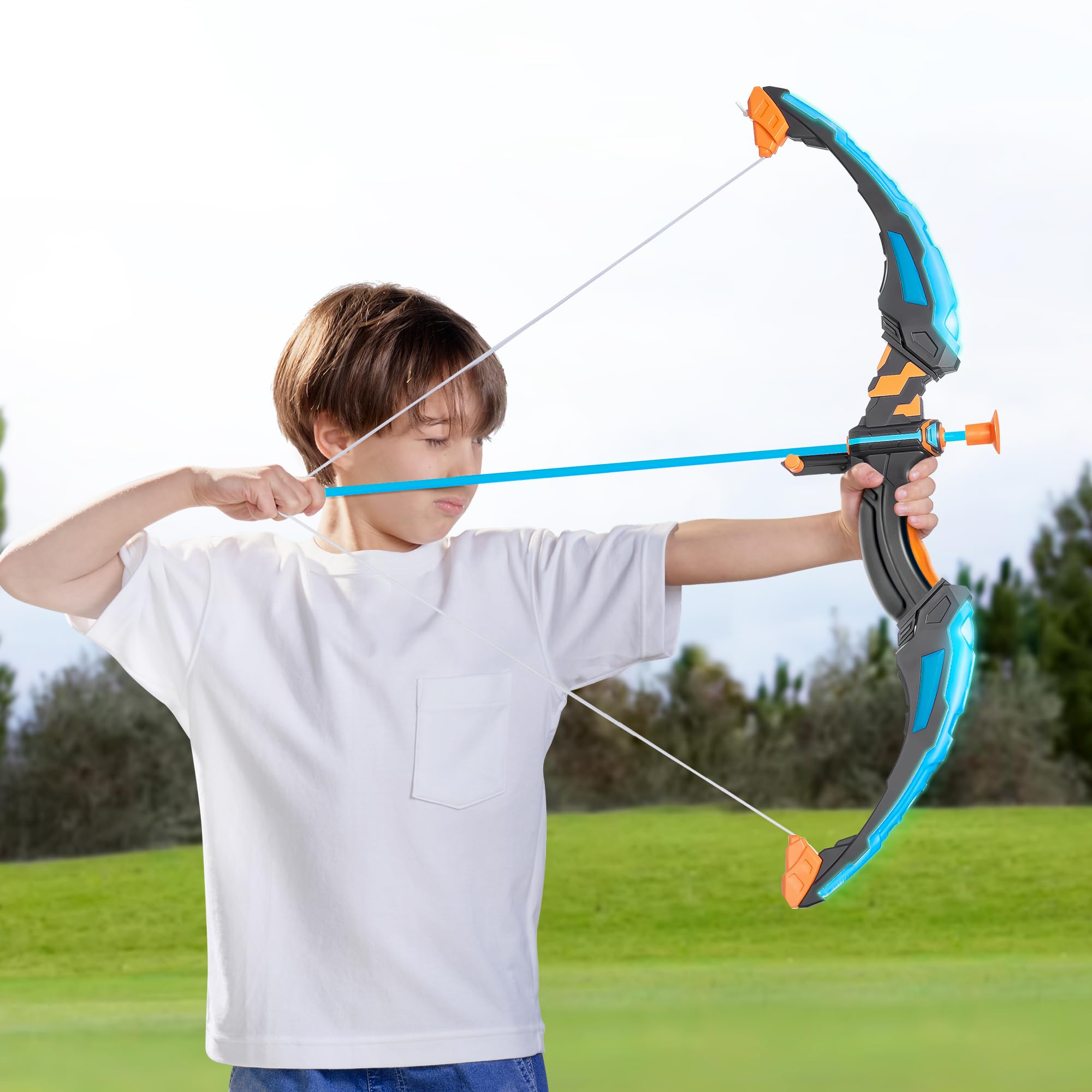 JOYIN Kids Bow and Arrow Set, LED Light Up Archery Toy Set with 9 Suction Cup Arrows, Target & Arrow Case, Indoor and Outdoor Hunting Play Gift Toys for Kids, Boys & Girls Ages 6-12