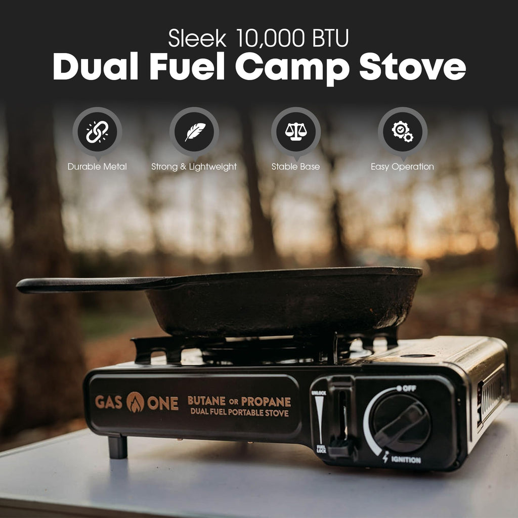 Gas One GS-3400P Propane or Butane Stove Dual Fuel Stove Portable Camping Stove - Patented - with Carrying Case Great for Emergency Preparedness Kit