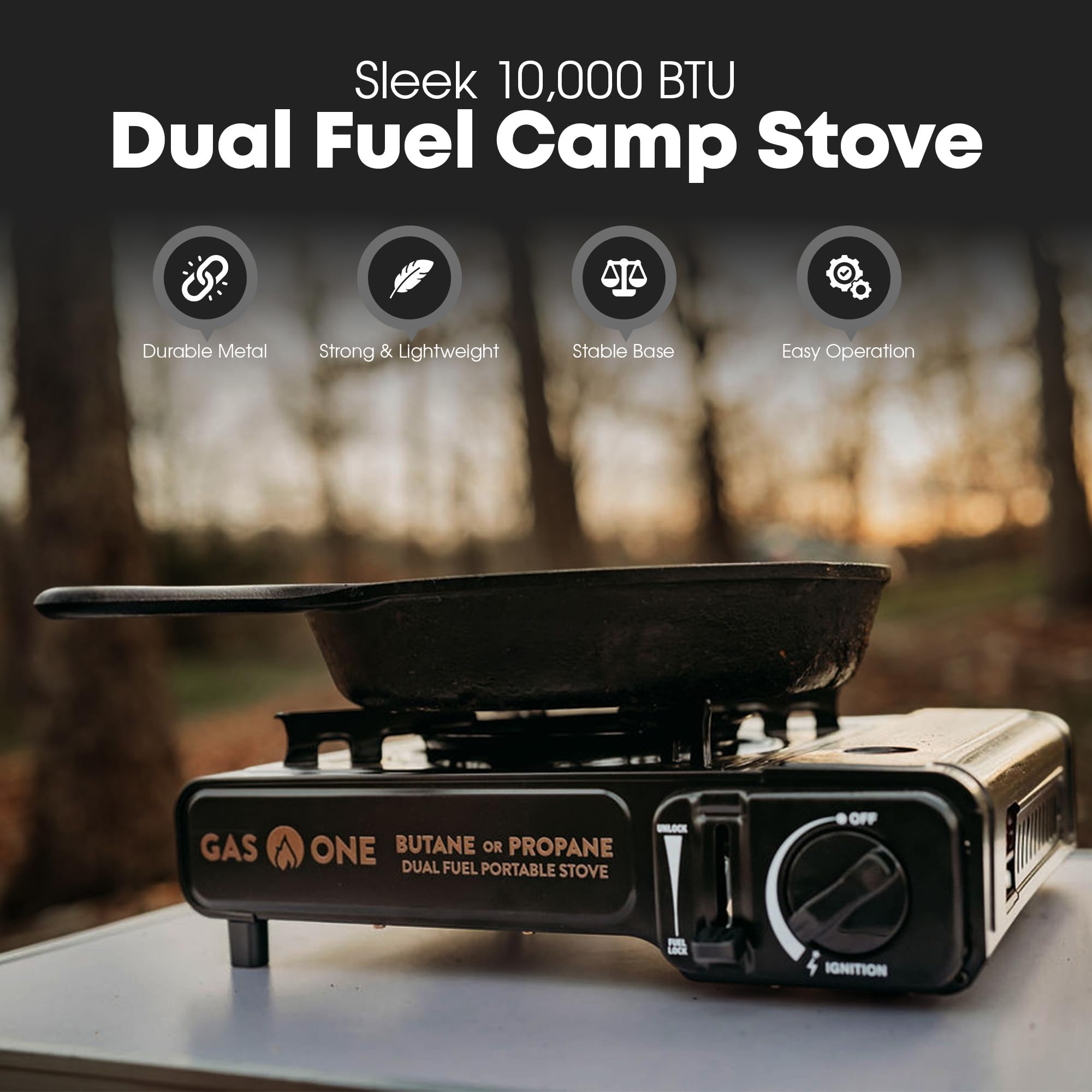 Gas One GS-3400P Propane or Butane Stove Dual Fuel Stove Portable Camping Stove - Patented - with Carrying Case Great for Emergency Preparedness Kit