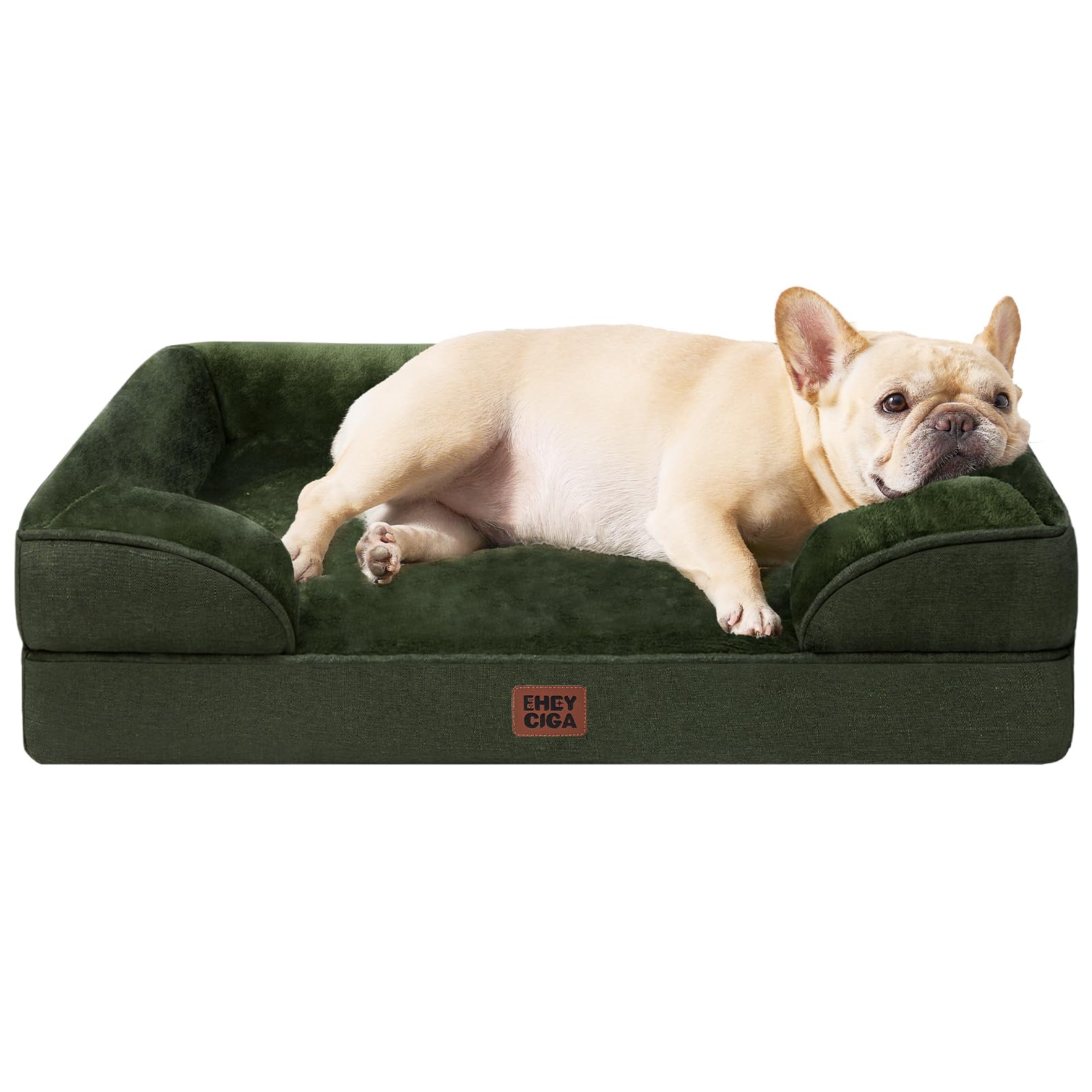 EHEYCIGA Orthopedic Dog Beds Large Sized Dog, Waterproof Memory Foam Pet Bed with Sides, Non-Slip Bottom Large Pet Bed with Washable Removable Cover, Grey