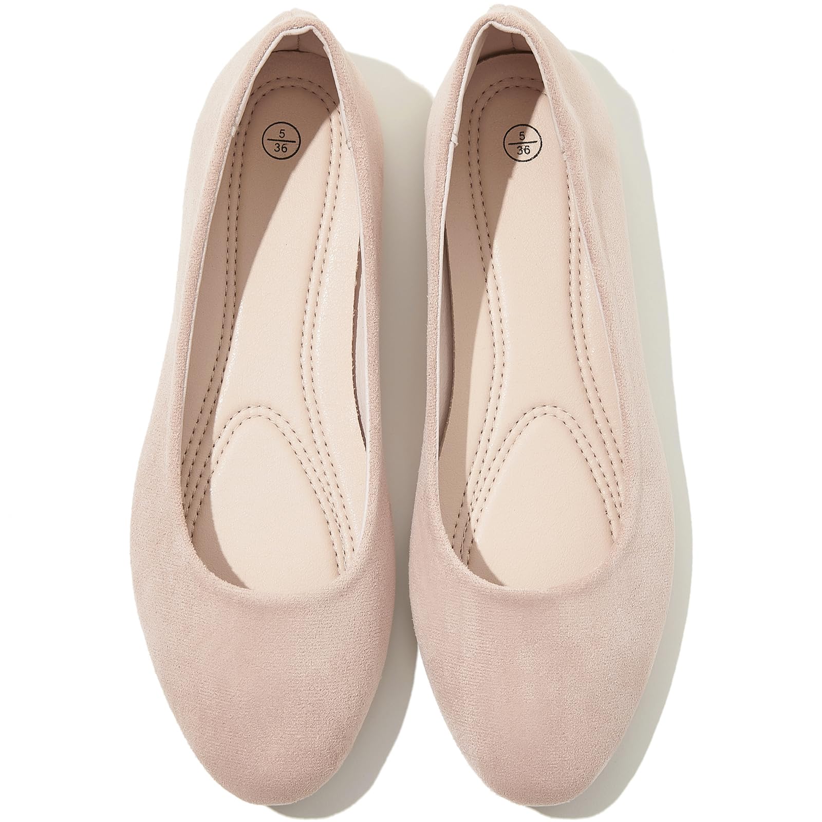 Shupua Flats for Women Round Toe Black Ballet Flats Dressy Work Shoes