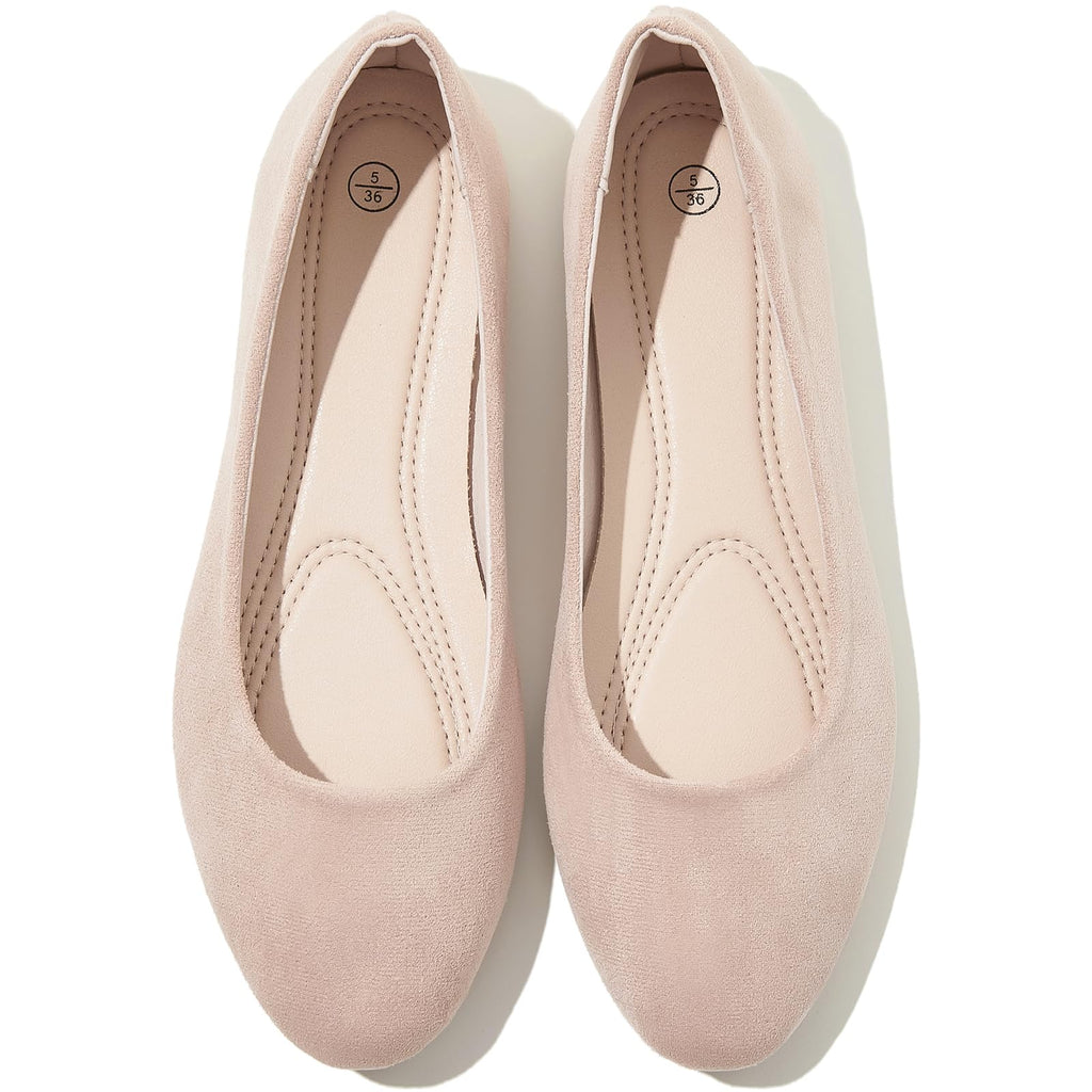 Shupua Flats for Women Round Toe Black Ballet Flats Dressy Work Shoes