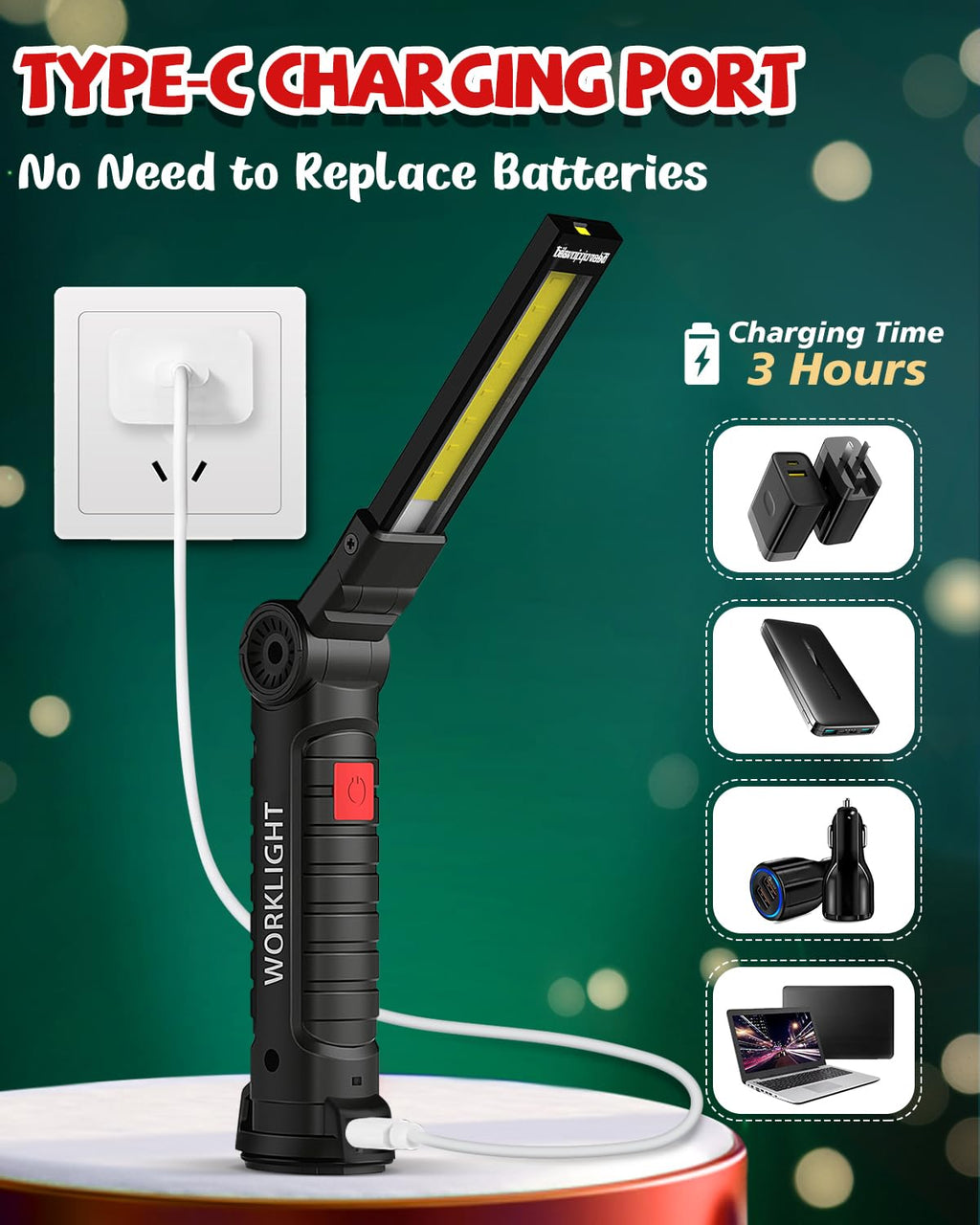 Coquimbo 2 Pack Rechargeable Work Light, Christmas Tool Gifts for Men Dad