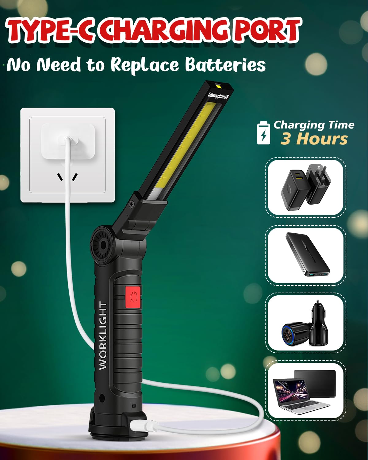 Coquimbo 2 Pack Rechargeable Work Light, Christmas Tool Gifts for Men Dad