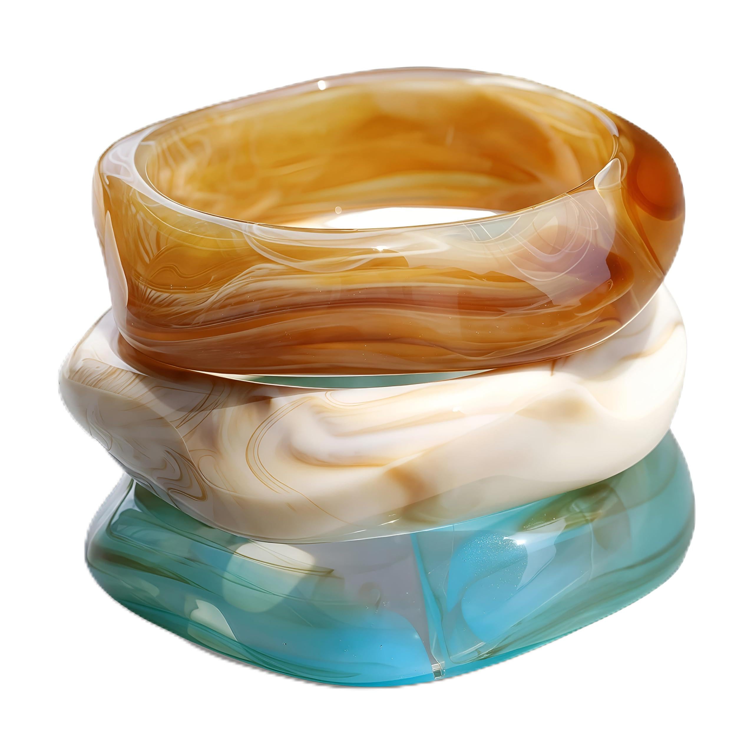 ÌF ME Acrylic Bangles Bracelets for Women, Irregular Acrylic Resin Chunky Bracelets Geometric Fashions Thick Statement bangle Set