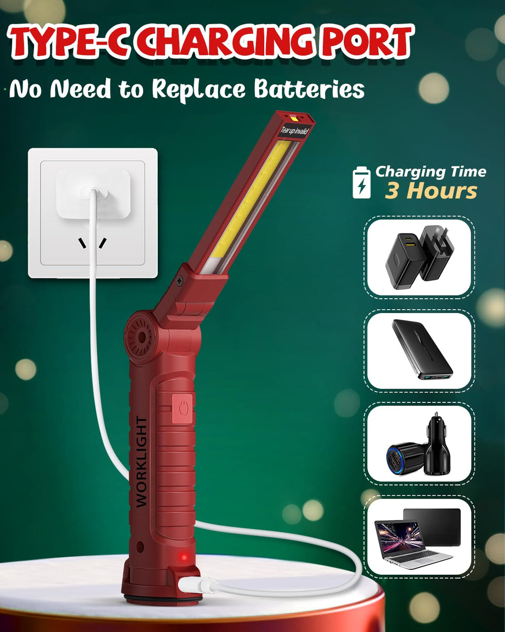 Coquimbo 2 Pack Rechargeable Work Light, Christmas Tool Gifts for Men Dad