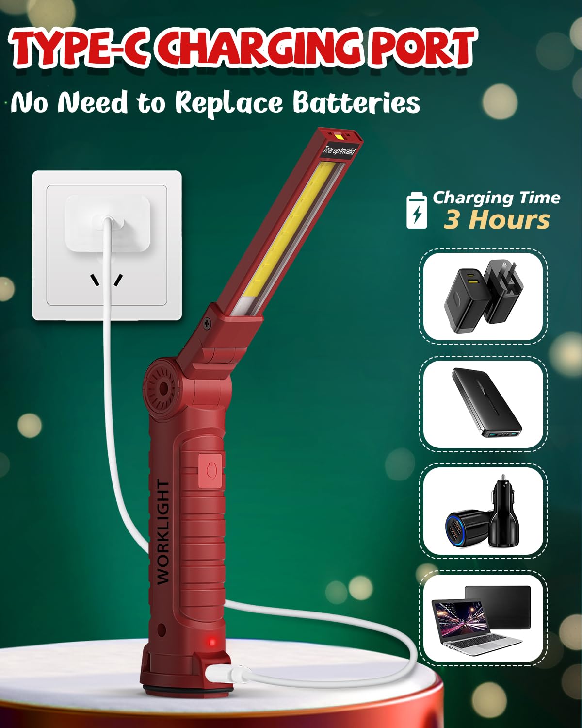 Coquimbo 2 Pack Rechargeable Work Light, Christmas Tool Gifts for Men Dad