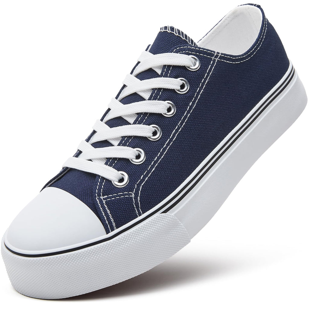 ZGR Womens White Tennis Shoes for Women,Low Tops Lace up Canvas Sneakers