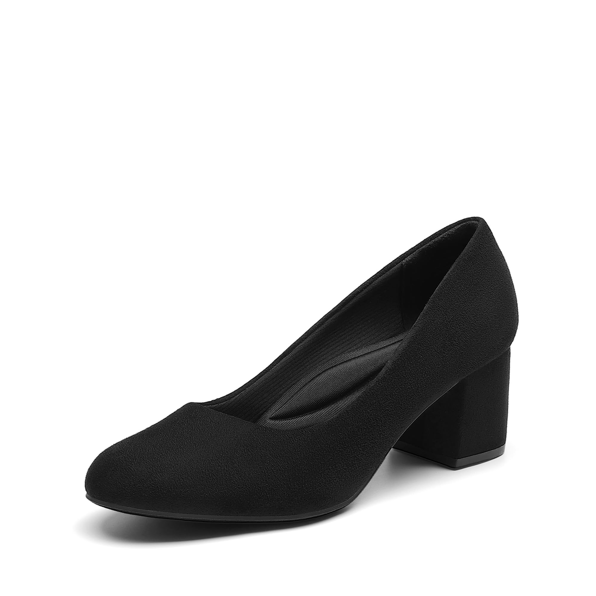 DREAM PAIRS Women's Block Heel Pumps Round Toe Dress Shoes