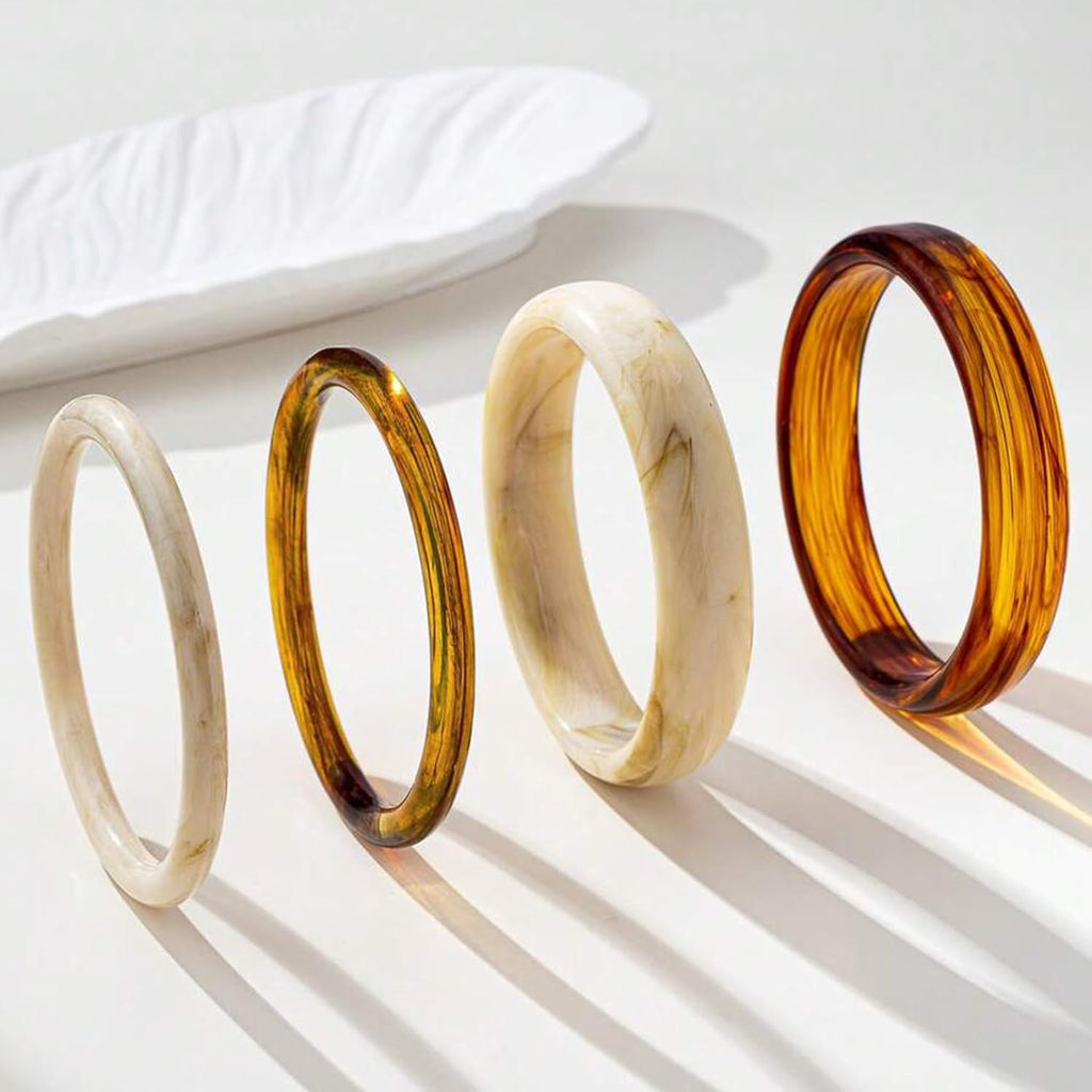 ÌF ME Acrylic Bangles Bracelets for Women, Irregular Acrylic Resin Chunky Bracelets Geometric Fashions Thick Statement bangle Set