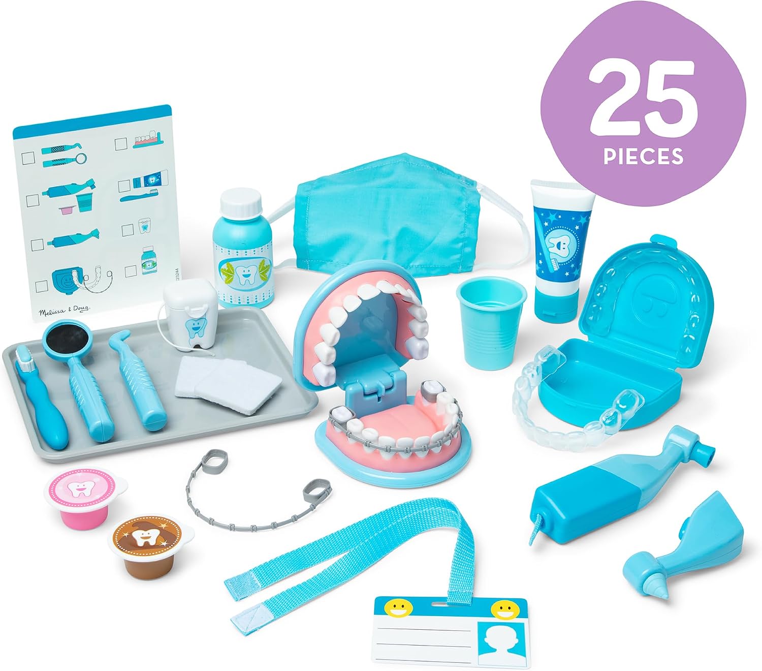 Melissa & Doug Super Smile Dentist Play Set, 25-Piece Dentist Kit with Oversized Teeth, Large Tools & Accessories, Kids Toys for Girls & Boys 3+