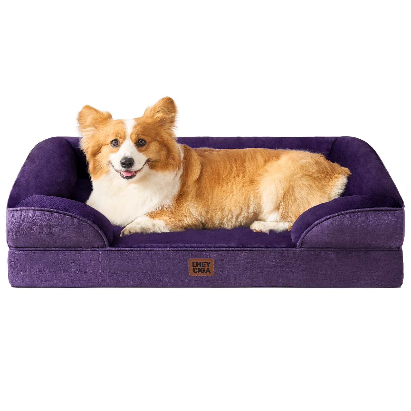 EHEYCIGA Orthopedic Dog Beds Large Sized Dog, Waterproof Memory Foam Pet Bed with Sides, Non-Slip Bottom Large Pet Bed with Washable Removable Cover, Grey