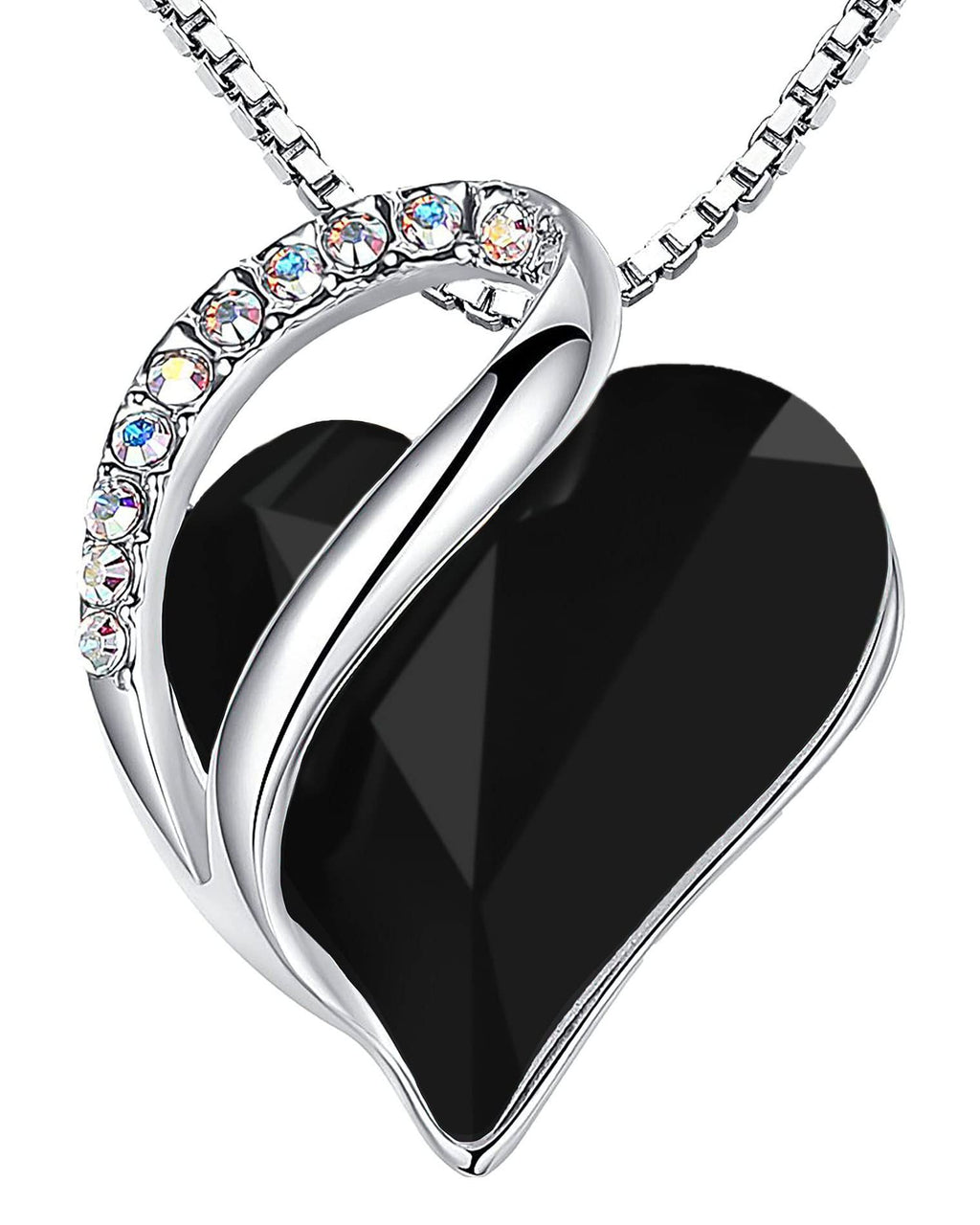 Leafael Gift Necklaces for Women, Infinity Love Birthstone Heart Crystal Pendant, Birthday Anniversary Jewelry for Wife, Mom, and Her, Silver Plated, 18" + 2" Adjustable Chain