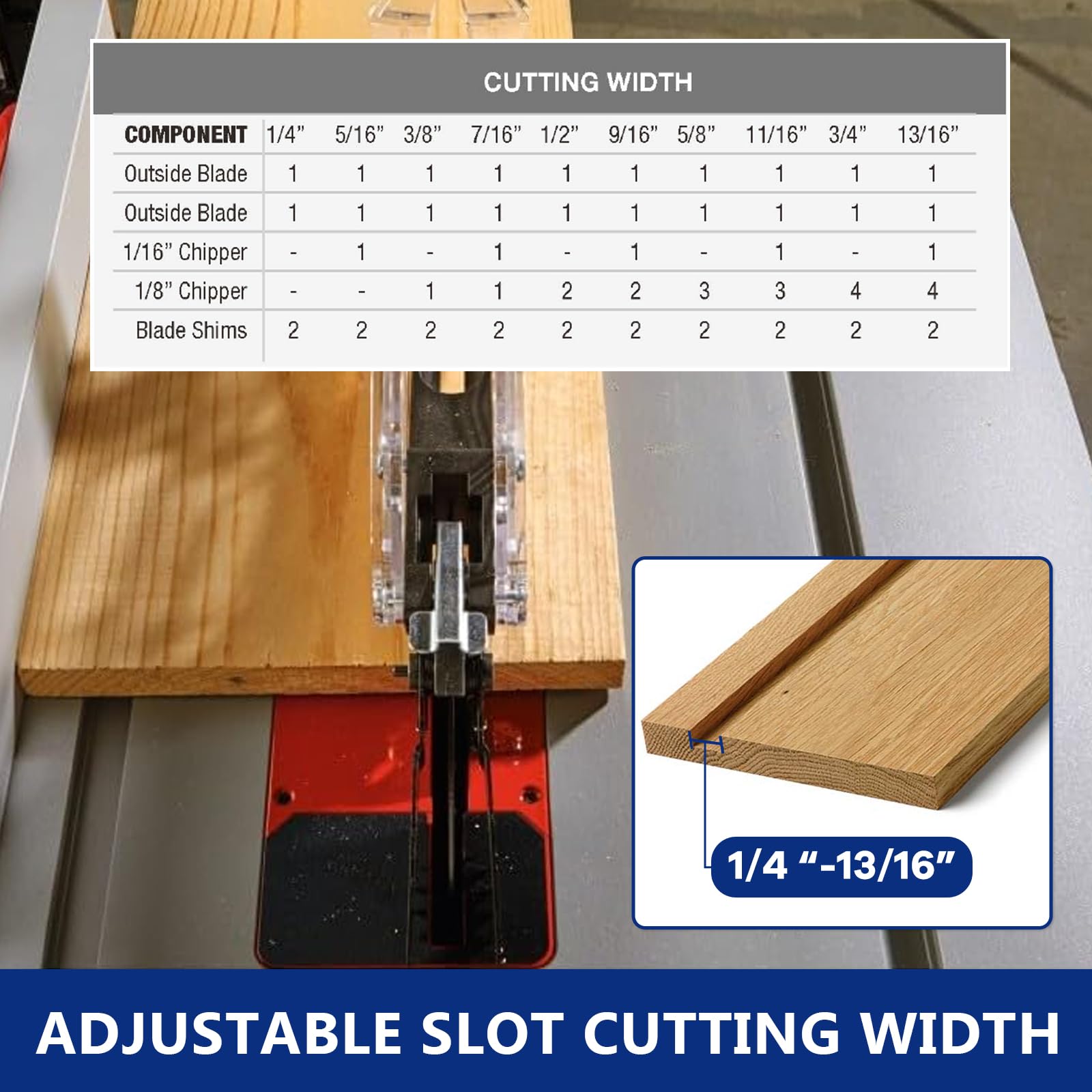 10" Carbide Stacked Dado Saw Blade Set, Pro Dado Set for Fine Finished Cuts, Grooves, Dados and Rabbets, 24 Tooth with 5/8" Bore, 23 Pieces
