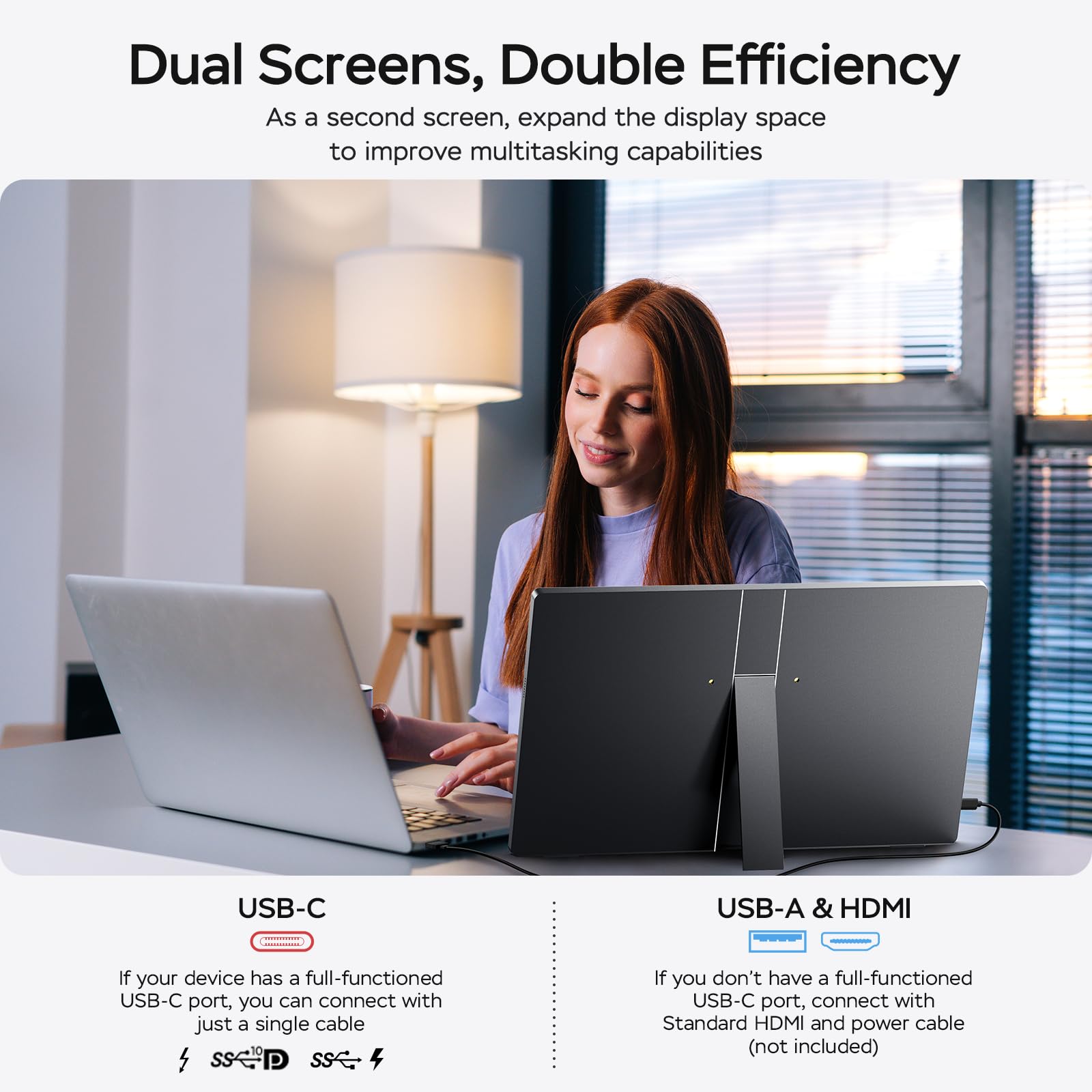 MNN 15.6" FHD 60Hz Portable Monitor USB-C HDMI IPS HDR Gaming Laptop