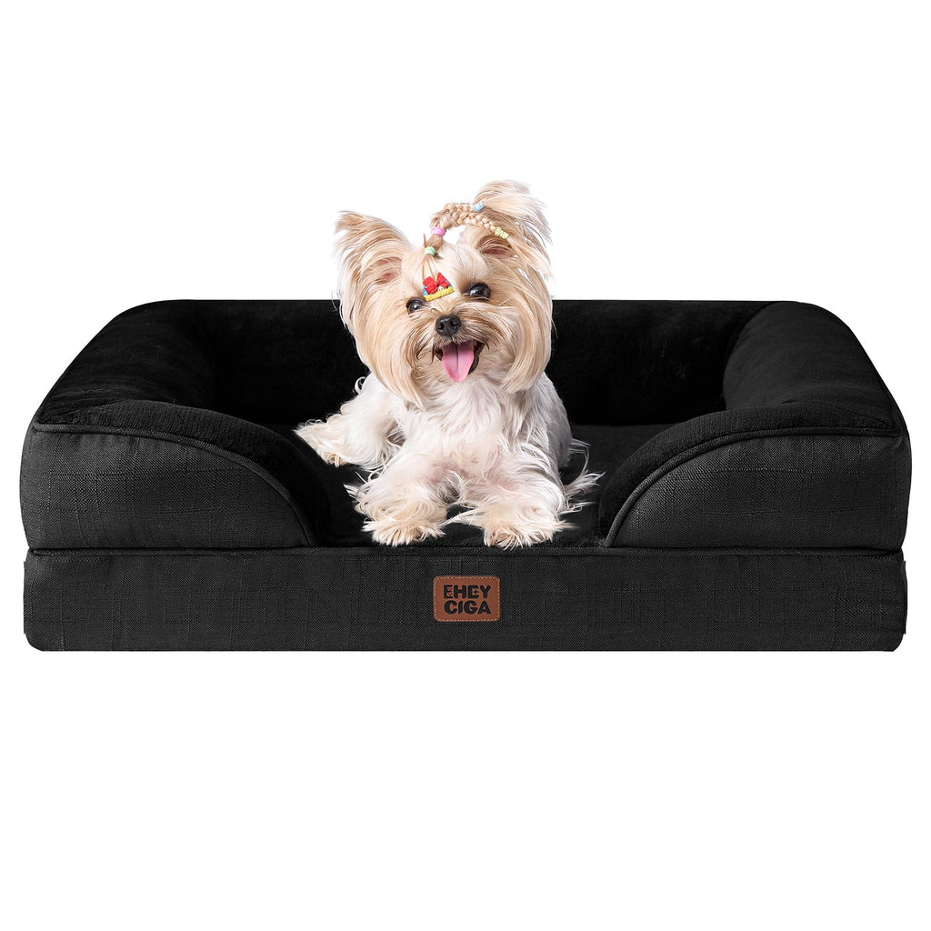 EHEYCIGA Orthopedic Dog Beds Large Sized Dog, Waterproof Memory Foam Pet Bed with Sides, Non-Slip Bottom Large Pet Bed with Washable Removable Cover, Grey
