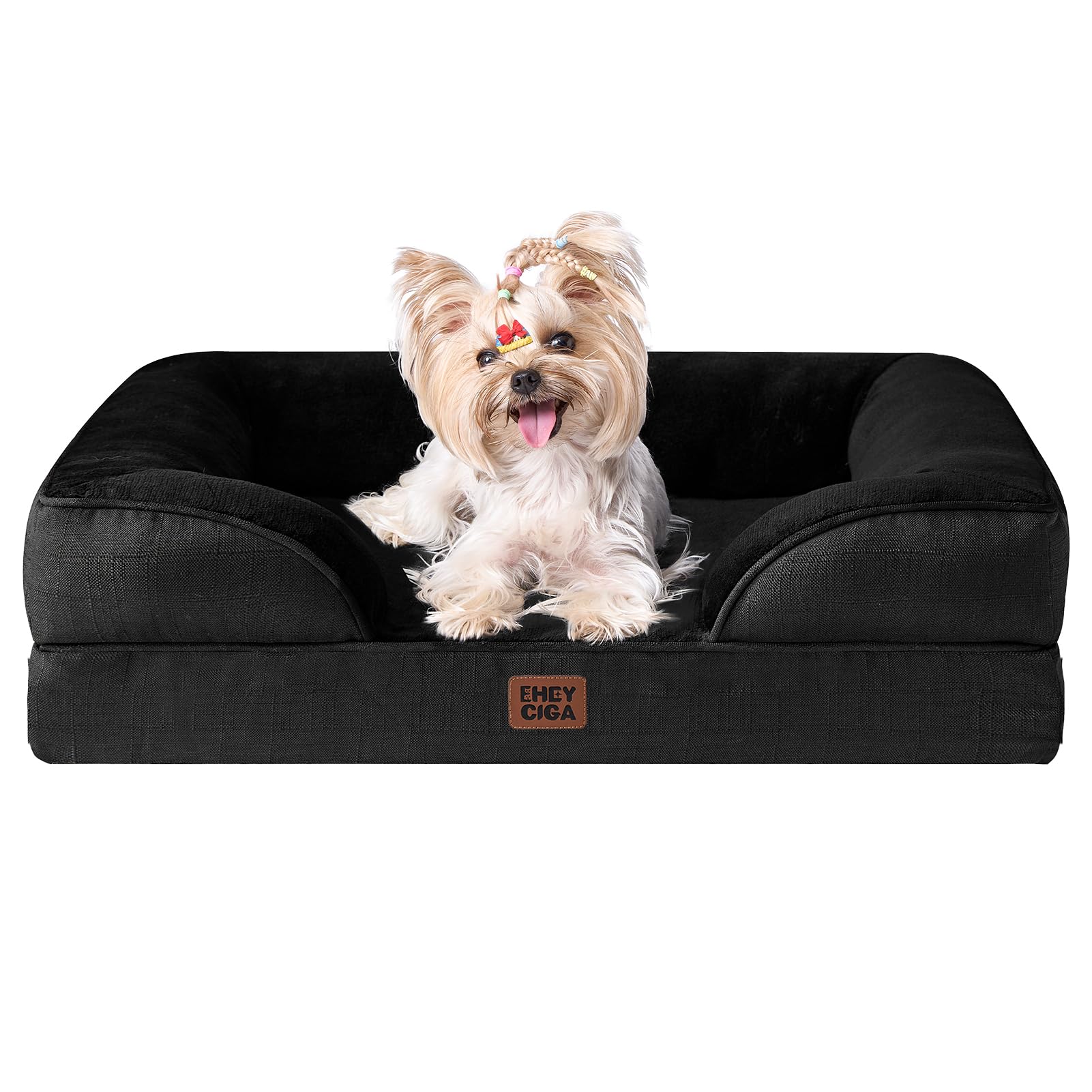 EHEYCIGA Orthopedic Dog Beds Large Sized Dog, Waterproof Memory Foam Pet Bed with Sides, Non-Slip Bottom Large Pet Bed with Washable Removable Cover, Grey