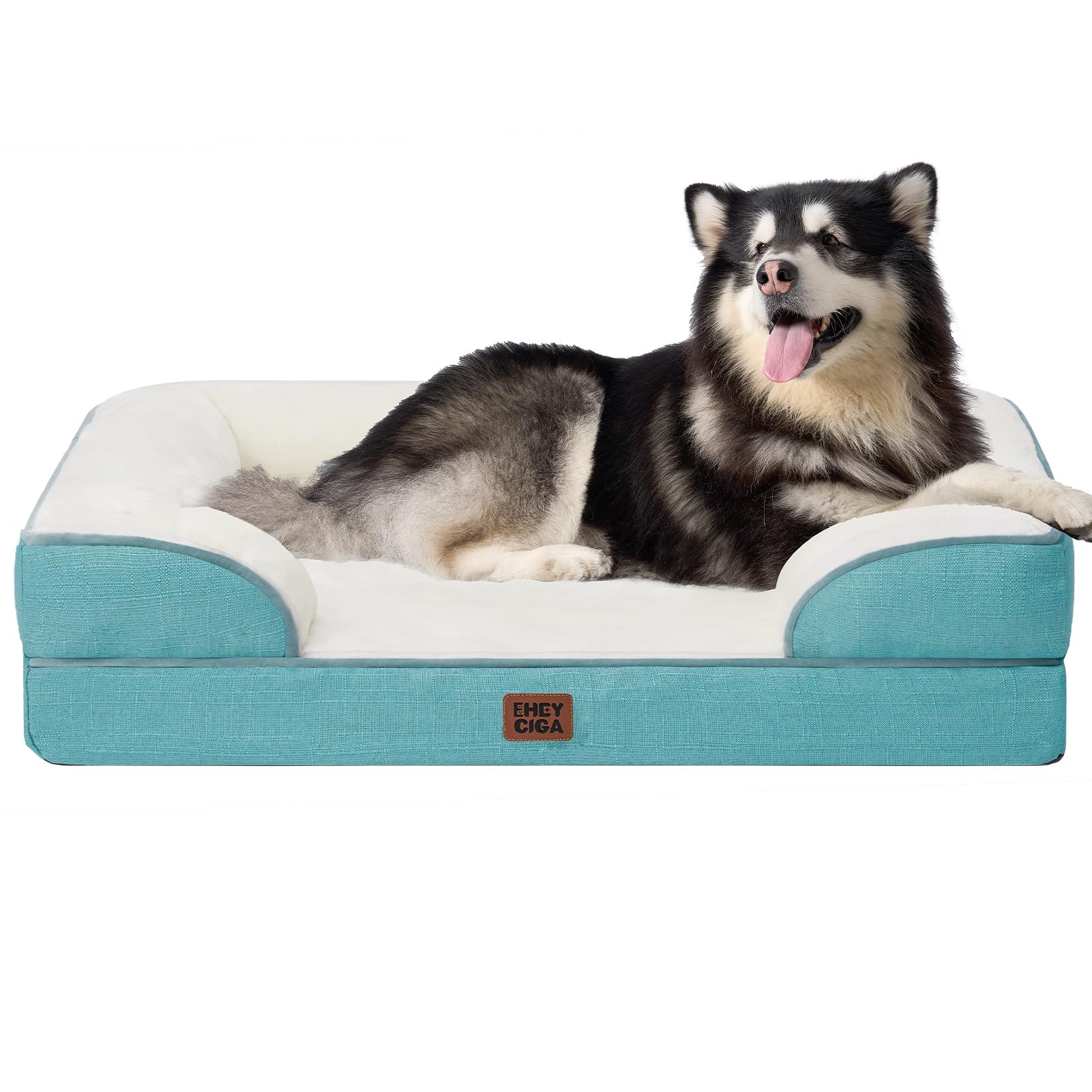 EHEYCIGA Orthopedic Dog Beds Large Sized Dog, Waterproof Memory Foam Pet Bed with Sides, Non-Slip Bottom Large Pet Bed with Washable Removable Cover, Grey