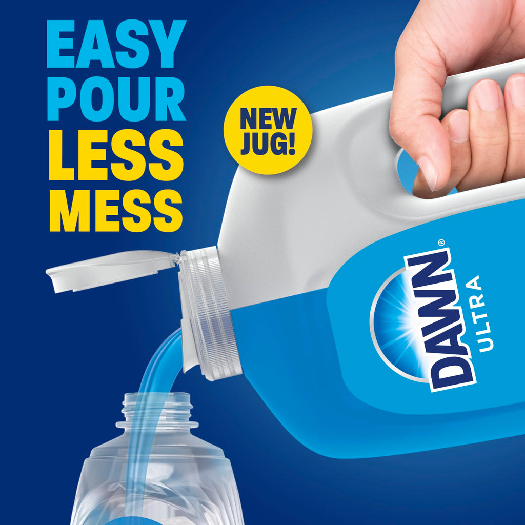 Dawn Ultra Dish Soap Refill Jug Large Size Original Blue Liquid Dishwashing Detergent, Powerful Dish Soap for Grease, 51.5oz (Pack of 2)