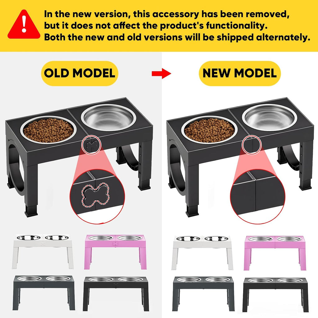 XIAZ Elevated Dog Bowls Large Breed Raised Dogs Bowl Stand Large/Medium Sized Dog Stainless Steel Food Water Bowl Stands 5 Heights Adjustable 9/11/12/14in Black Pet Feeder Dish Station