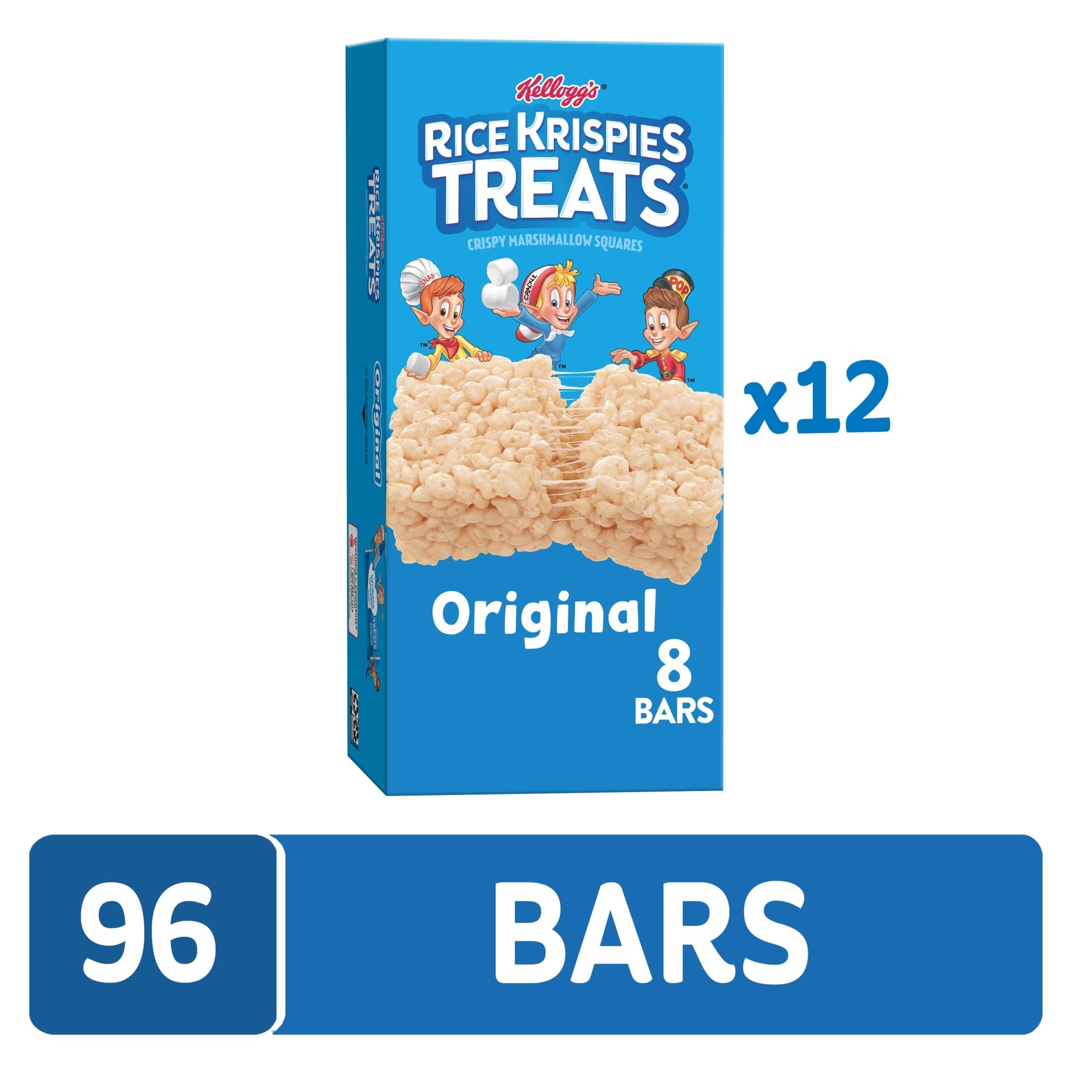 Rice Krispies Treats Crispy Marshmallow Squares, Kids Snacks, Cereal Bars, Original, 31.2oz Box (40 Bars)