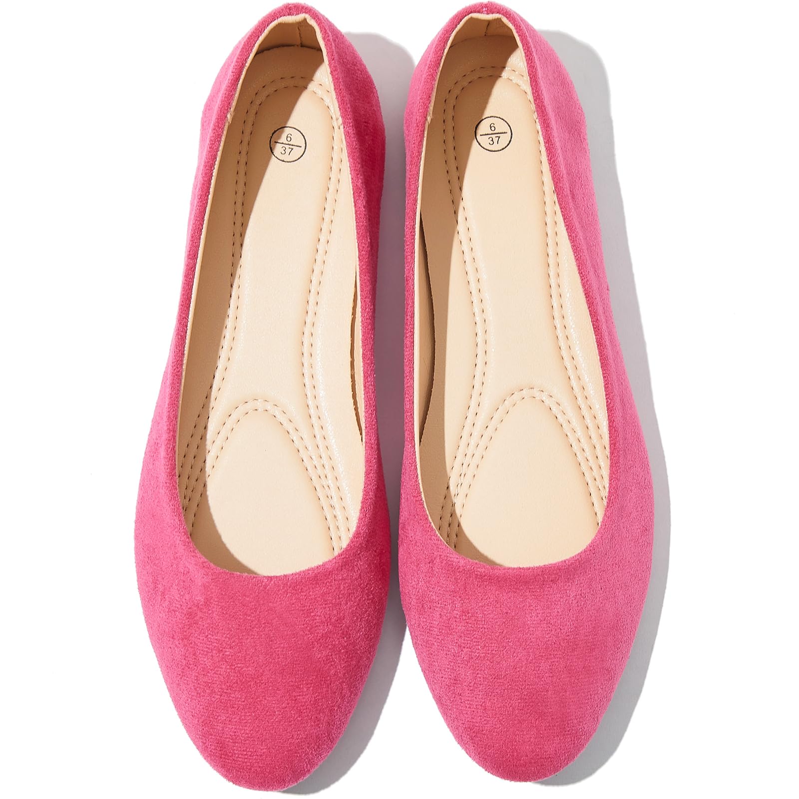 Shupua Flats for Women Round Toe Black Ballet Flats Dressy Work Shoes