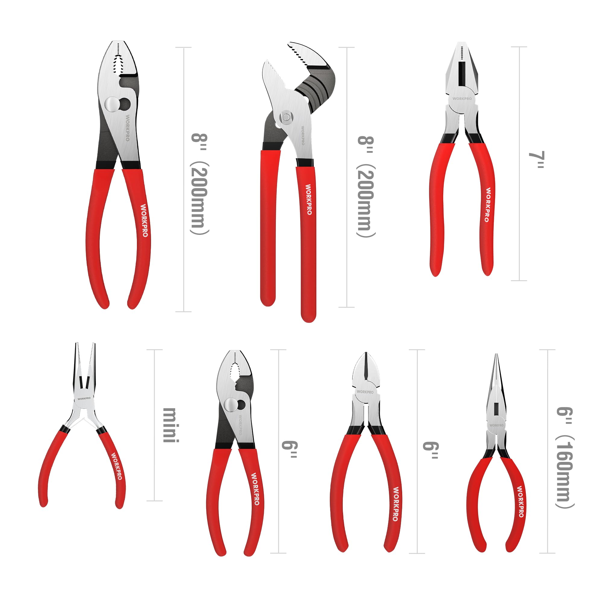WORKPRO 7-Piece Pliers Set, Pliers Tool Set with Comfort Grip, Blue
