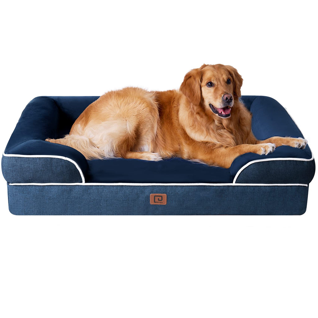 EHEYCIGA Orthopedic Dog Beds Large Sized Dog, Waterproof Memory Foam Pet Bed with Sides, Non-Slip Bottom Large Pet Bed with Washable Removable Cover, Grey