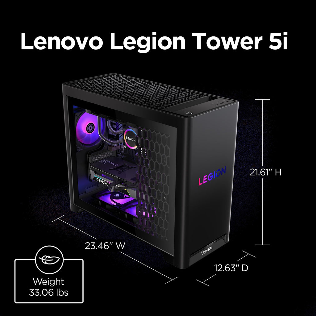 Lenovo Legion Tower 5i – AI-Powered Gaming PC - Intel® Core Ultra 7 265F Processor – NVIDIA® GeForce RTX™ 5070 Ti Graphics – 32 GB Memory – 1 TB Storage – 3 Months of PC GamePass