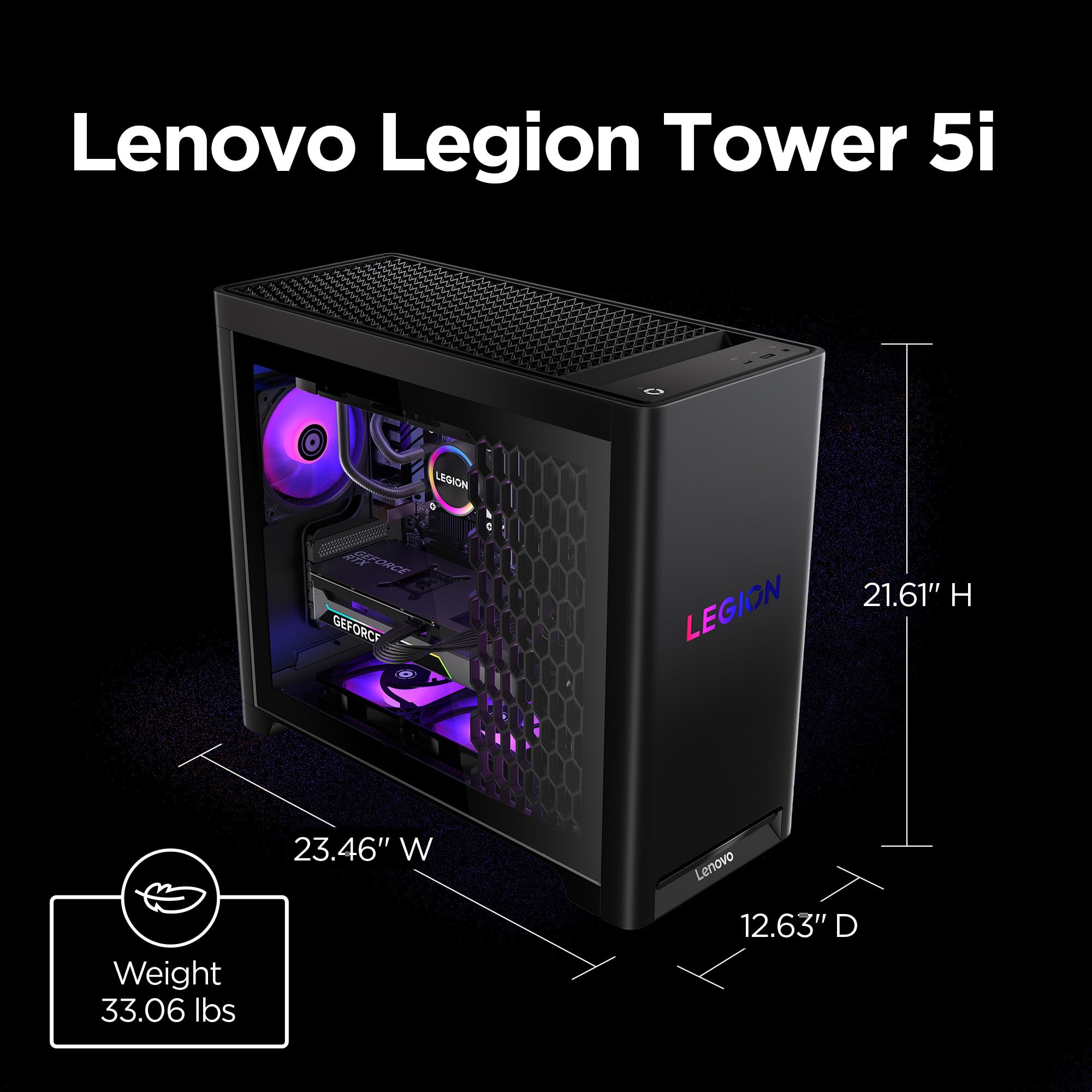 Lenovo Legion Tower 5i – AI-Powered Gaming PC - Intel® Core Ultra 7 265F Processor – NVIDIA® GeForce RTX™ 5070 Ti Graphics – 32 GB Memory – 1 TB Storage – 3 Months of PC GamePass