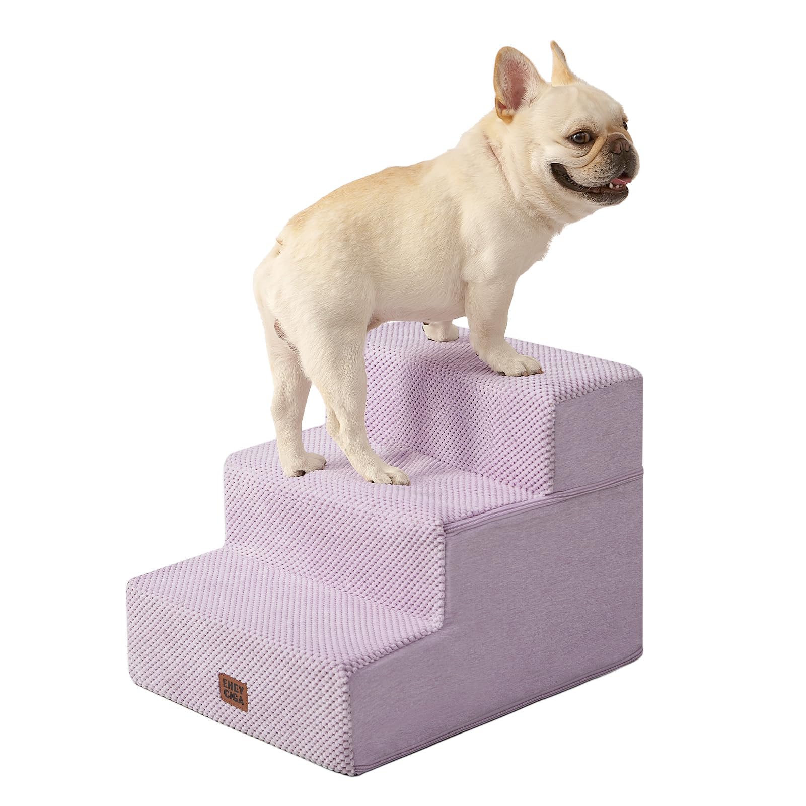 EHEYCIGA Dog Stairs for Bed 18" H, 4-Step Dog Steps for High Bed, Grey