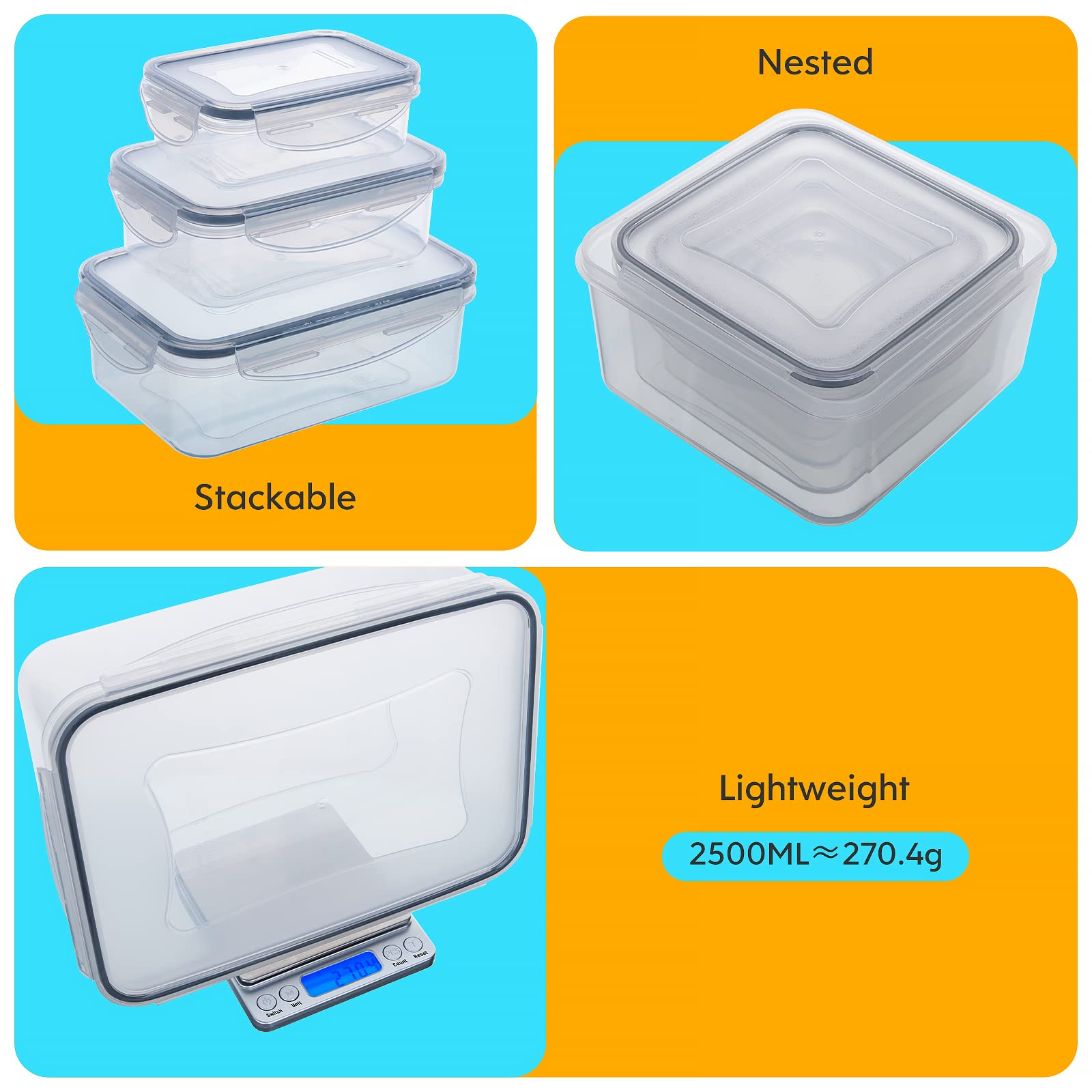 JSCARES 40 PCS Food Storage Containers with Lids Airtight (20 Lids &20 Containers) - Leakproof Meal-Prep Containers for Kitchen Storage Reusable Plastic Microwave/Dishwasher Safe with Labels & Pen