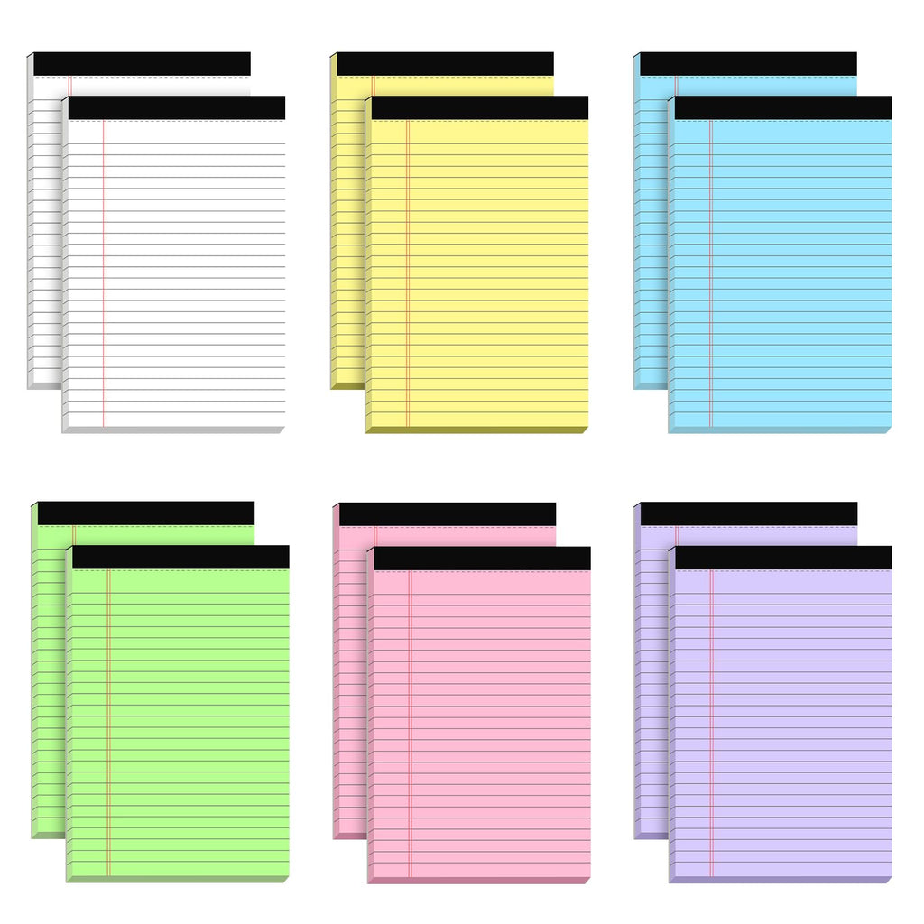 5pcs Small Note Pads 5x8 Notebook College Ruled Legal Pads Color Notepads 5 Pack Study Back Writing Pads 5 x 8 Perforated Narrow Ruled Pads of Paper for School & Office Supplies 30 Sheets/Pack