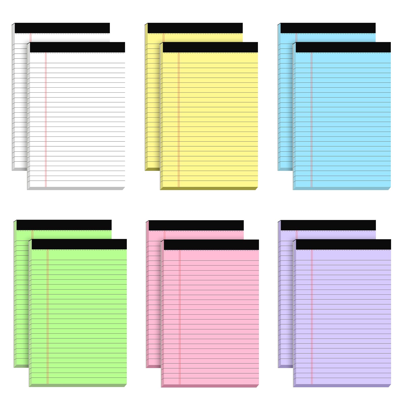 5pcs Small Note Pads 5x8 Notebook College Ruled Legal Pads Color Notepads 5 Pack Study Back Writing Pads 5 x 8 Perforated Narrow Ruled Pads of Paper for School & Office Supplies 30 Sheets/Pack
