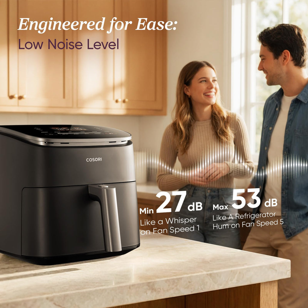 Cosori TurboBlaze Smart Air Fryer 6 Qt, Shake Reminders, 9-in-1, Cream