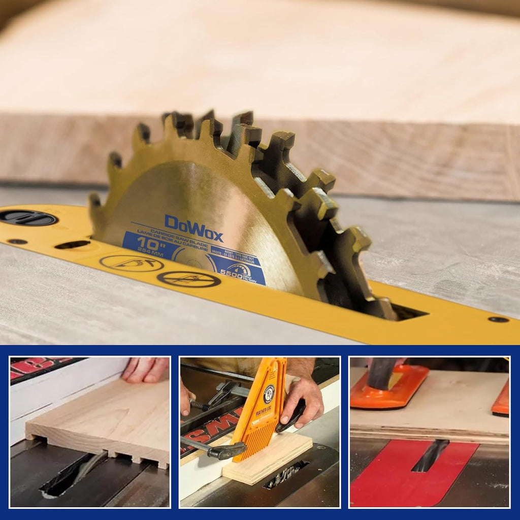 10" Carbide Stacked Dado Saw Blade Set, Pro Dado Set for Fine Finished Cuts, Grooves, Dados and Rabbets, 24 Tooth with 5/8" Bore, 23 Pieces
