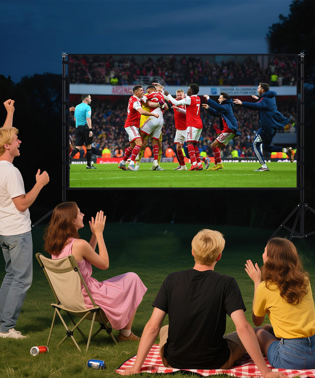 STWUI Outdoor-Projector-Screen-with-Stand - 120 inch Portable Projector Screen Indoor Outdoor Projector Screens 16:9 4K HD Lightweight Movie Screen with Carry Bag for Backyard Movie Night