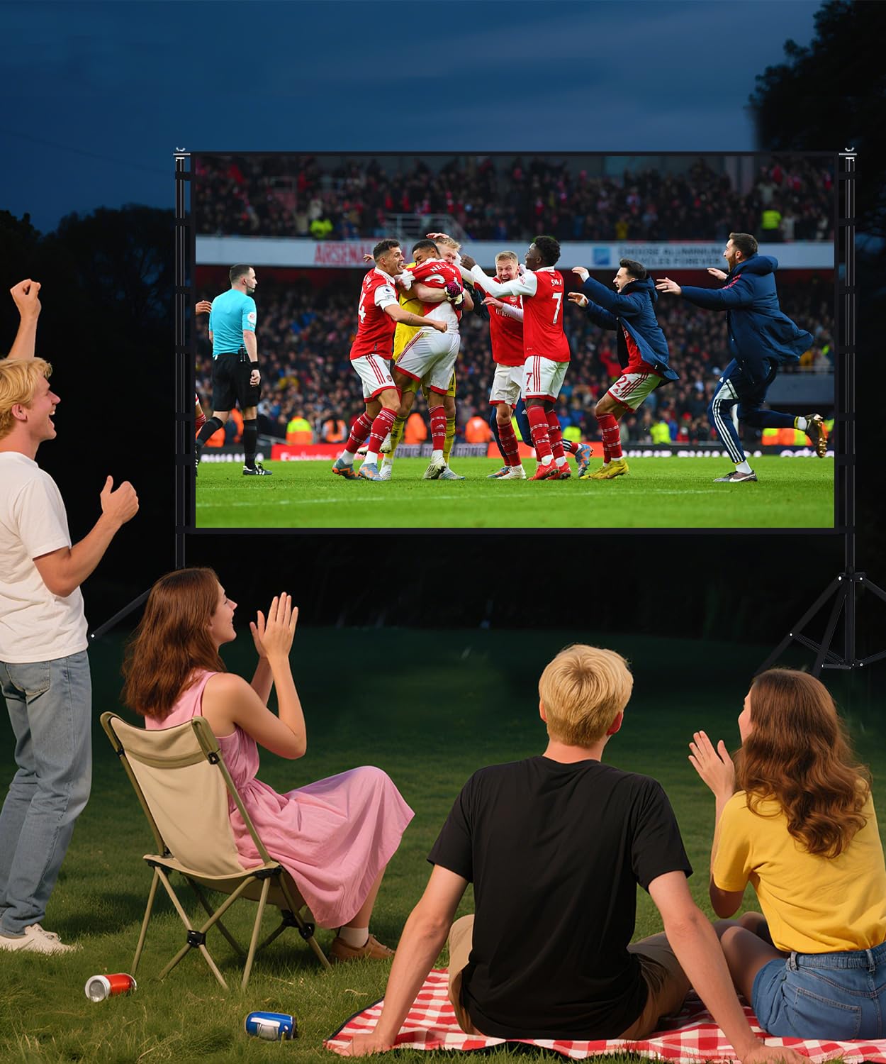 STWUI Outdoor-Projector-Screen-with-Stand - 120 inch Portable Projector Screen Indoor Outdoor Projector Screens 16:9 4K HD Lightweight Movie Screen with Carry Bag for Backyard Movie Night