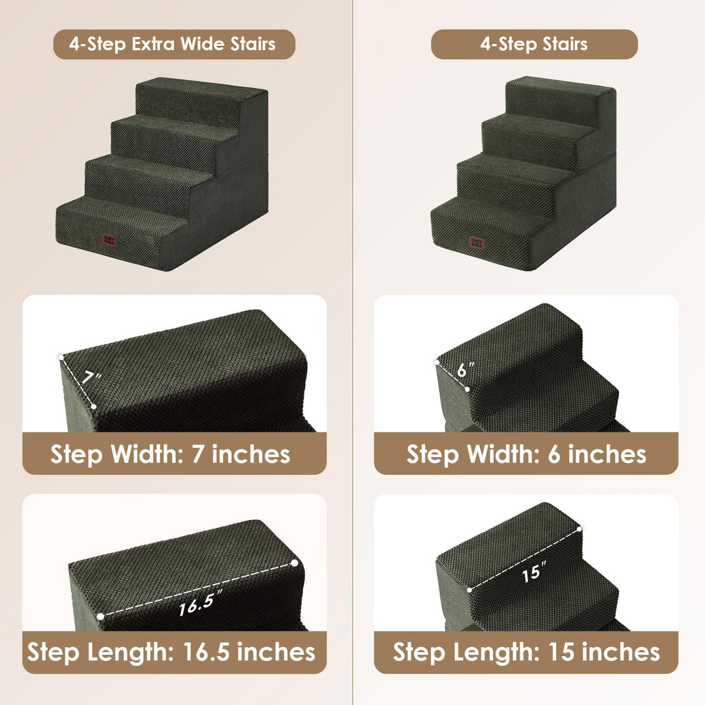 EHEYCIGA Dog Stairs for Bed 18" H, 4-Step Dog Steps for High Bed, Grey