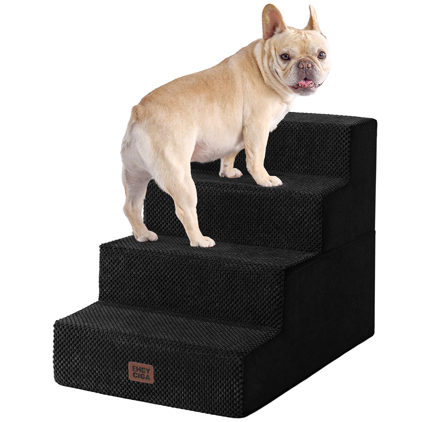 EHEYCIGA Dog Stairs for Bed 18" H, 4-Step Dog Steps for High Bed, Grey