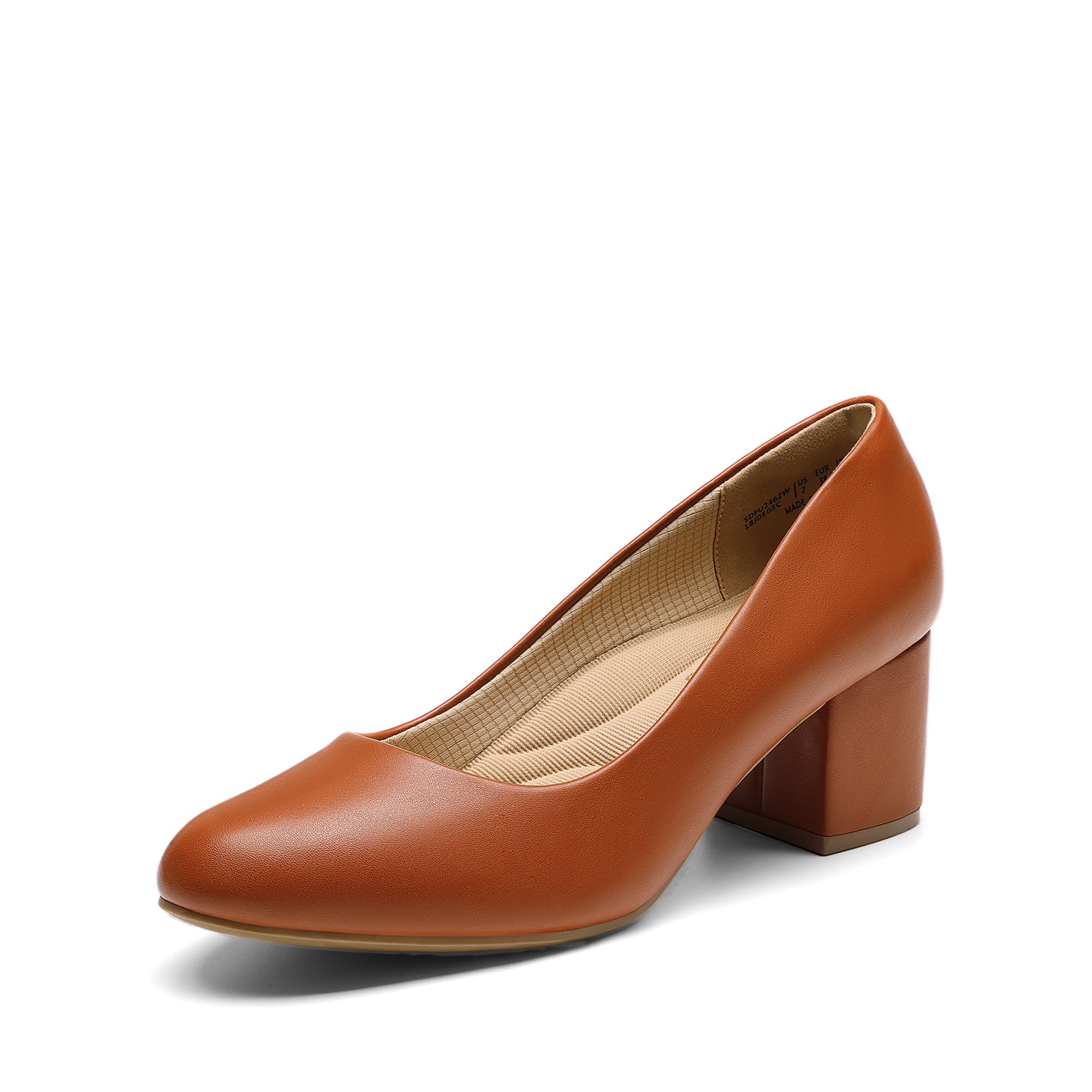DREAM PAIRS Women's Block Heel Pumps Round Toe Dress Shoes