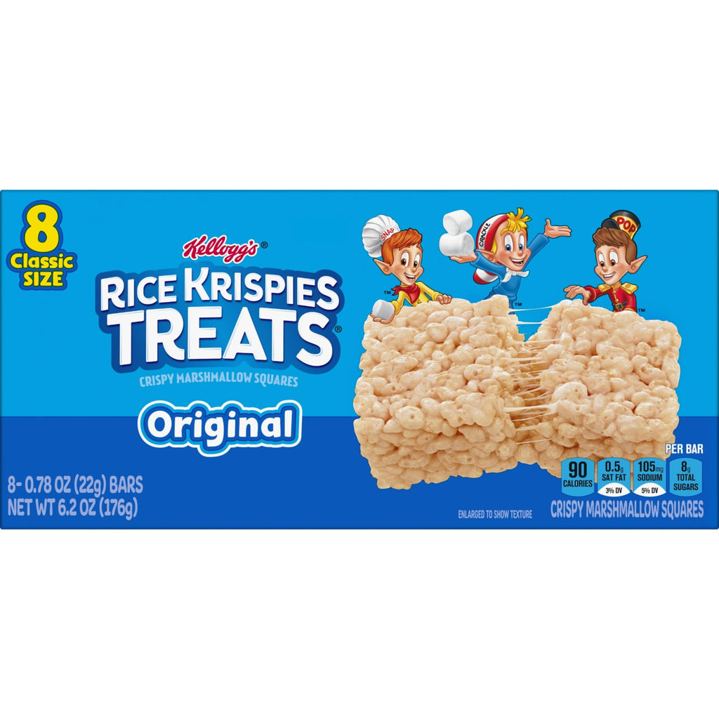 Rice Krispies Treats Crispy Marshmallow Squares, Kids Snacks, Cereal Bars, Original, 31.2oz Box (40 Bars)