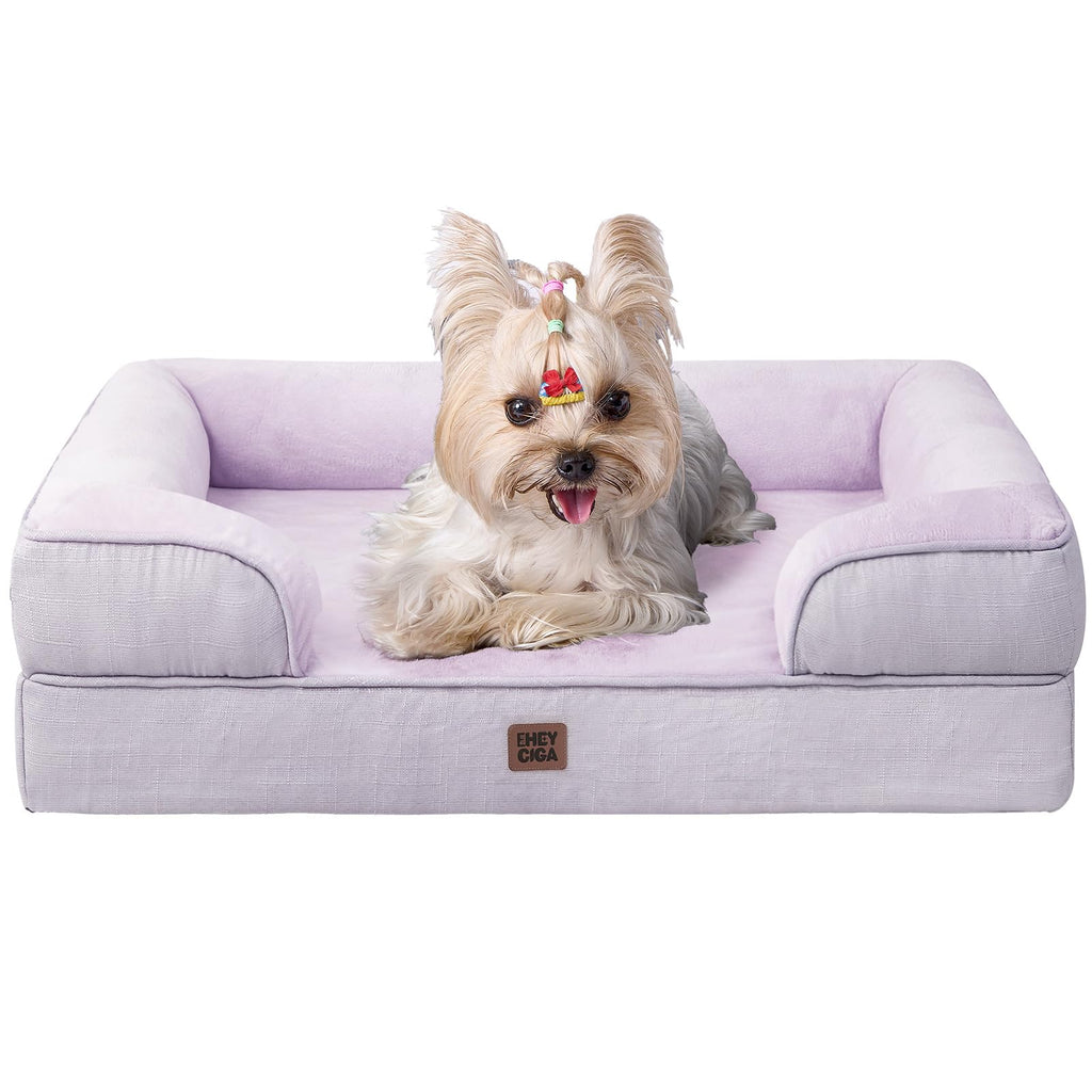 EHEYCIGA Orthopedic Dog Beds Large Sized Dog, Waterproof Memory Foam Pet Bed with Sides, Non-Slip Bottom Large Pet Bed with Washable Removable Cover, Grey