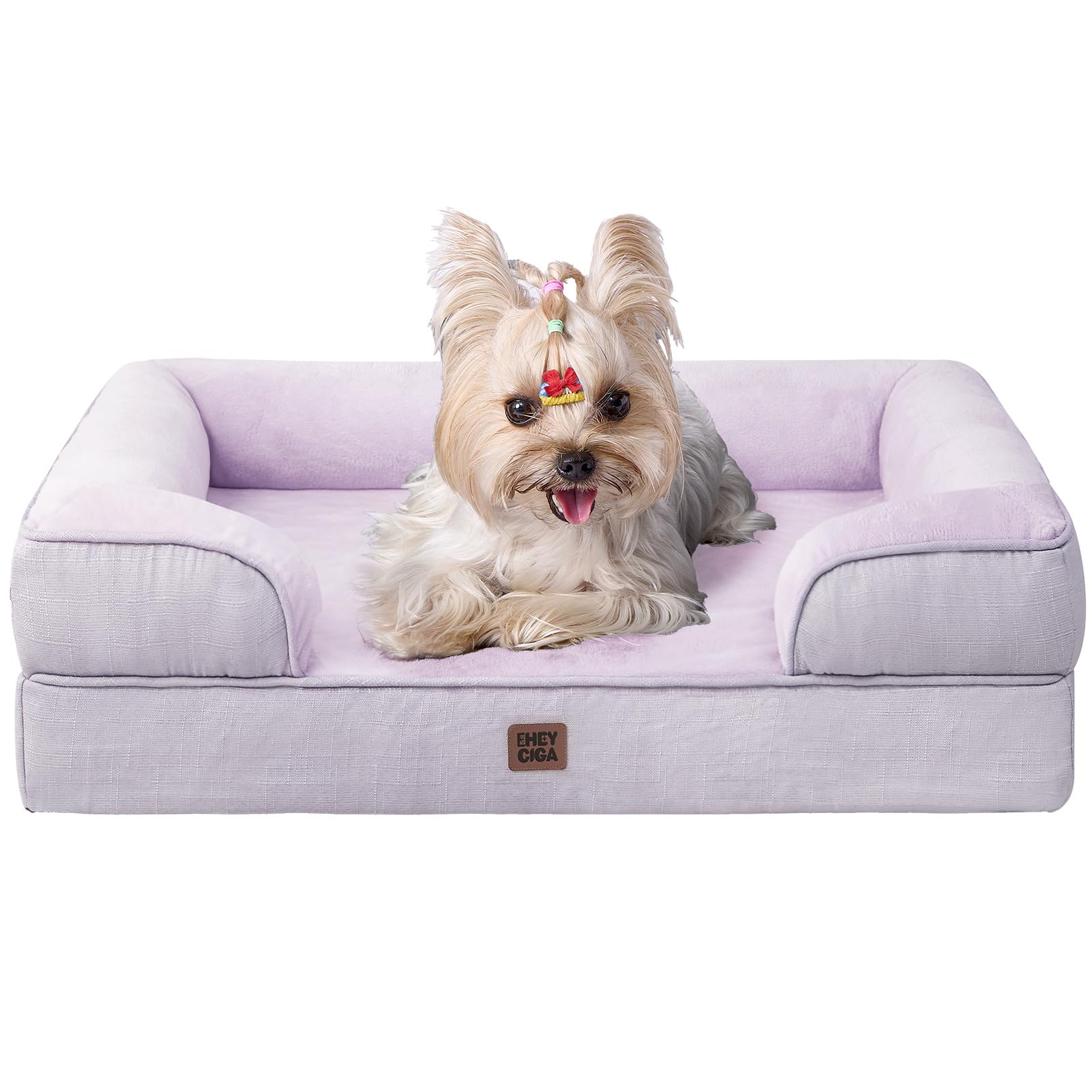 EHEYCIGA Orthopedic Dog Beds Large Sized Dog, Waterproof Memory Foam Pet Bed with Sides, Non-Slip Bottom Large Pet Bed with Washable Removable Cover, Grey