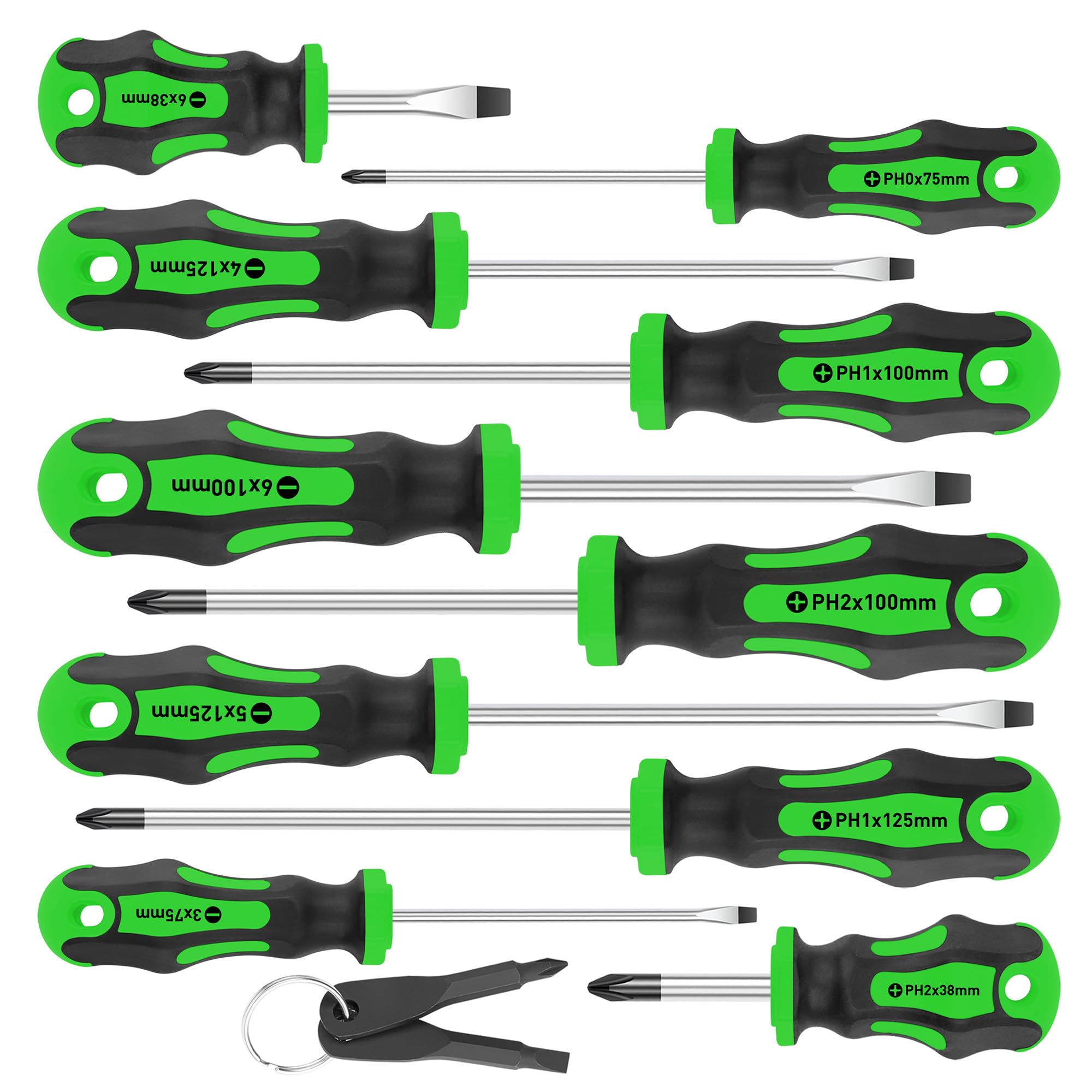 Amartisan 10-Piece Magnetic Screwdrivers Set, 5 Phillips and 5 Slotted Tips Professional Cushion Grip Screwdriver Set 2pcs Portable Multifunction Key Mini Screwdriver (Yellow)