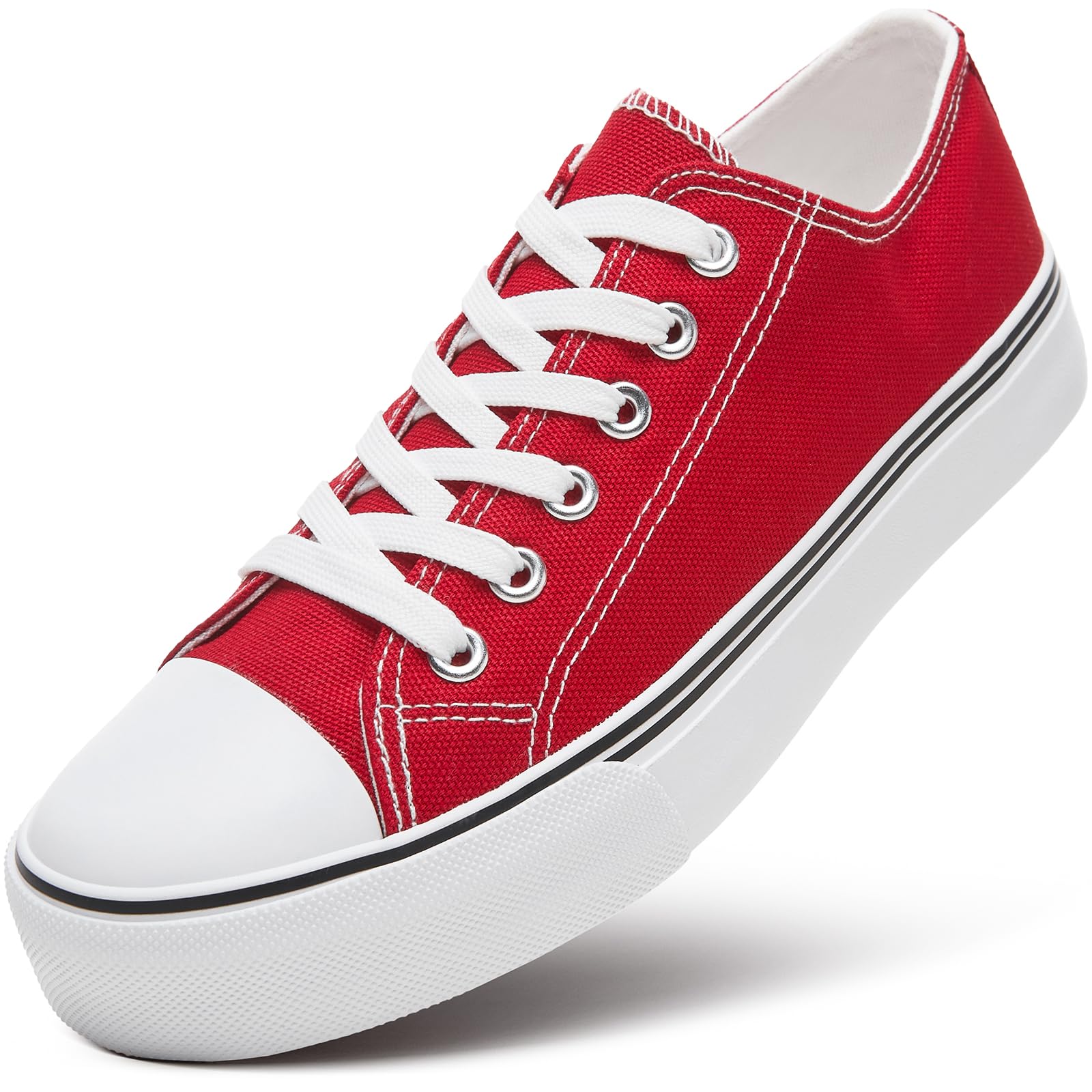 ZGR Womens White Tennis Shoes for Women,Low Tops Lace up Canvas Sneakers
