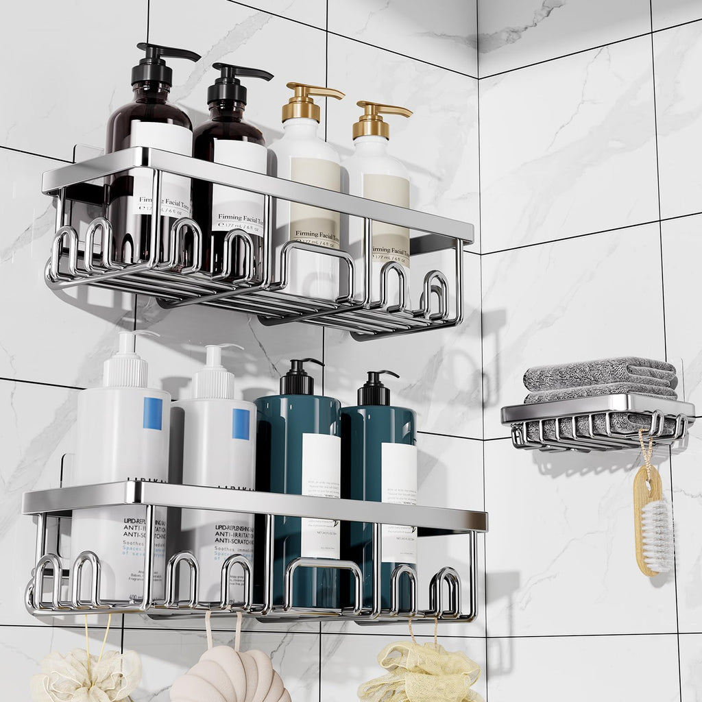 Veken Shower Caddy 6-Pack, Bathroom Organizers and Storage Shelves, Black